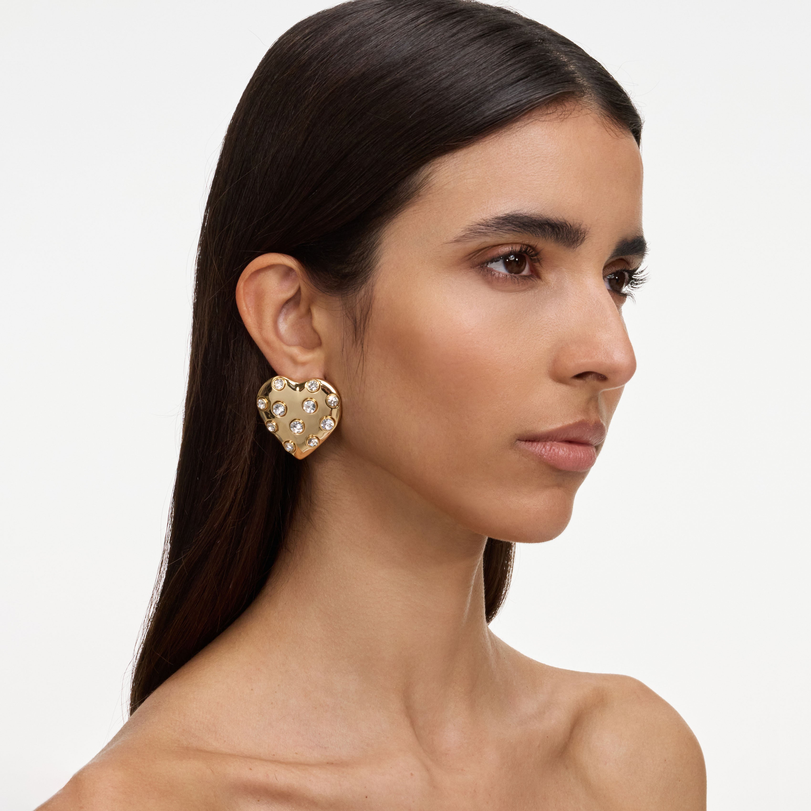 Self Portrait Gold Crystal Heart Ohrringe Herz Kristall
