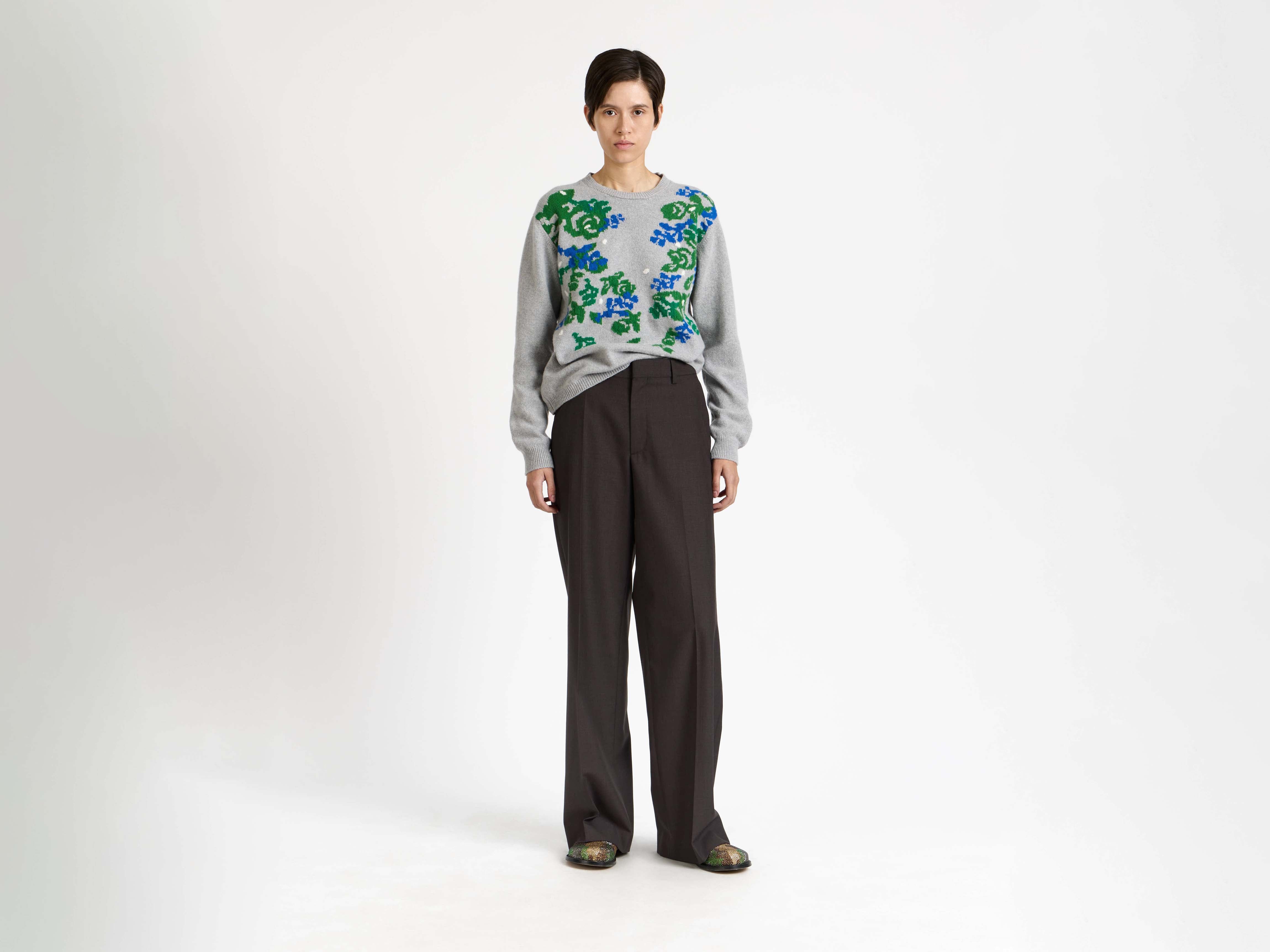 J.W.Anderson x Pringle Pullover Damen Grau Melange Floral Argyle