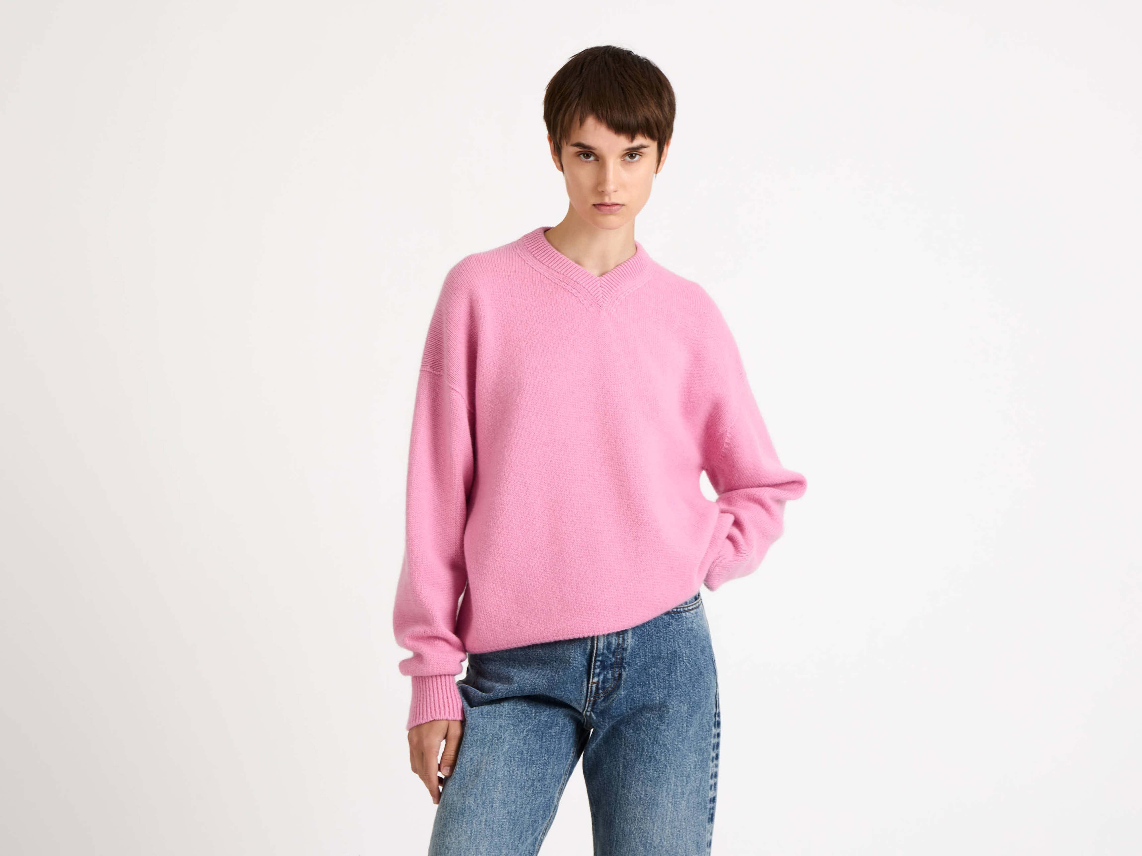 J.W.Anderson V-Neck Kaschmirpullover Damen bubblegum