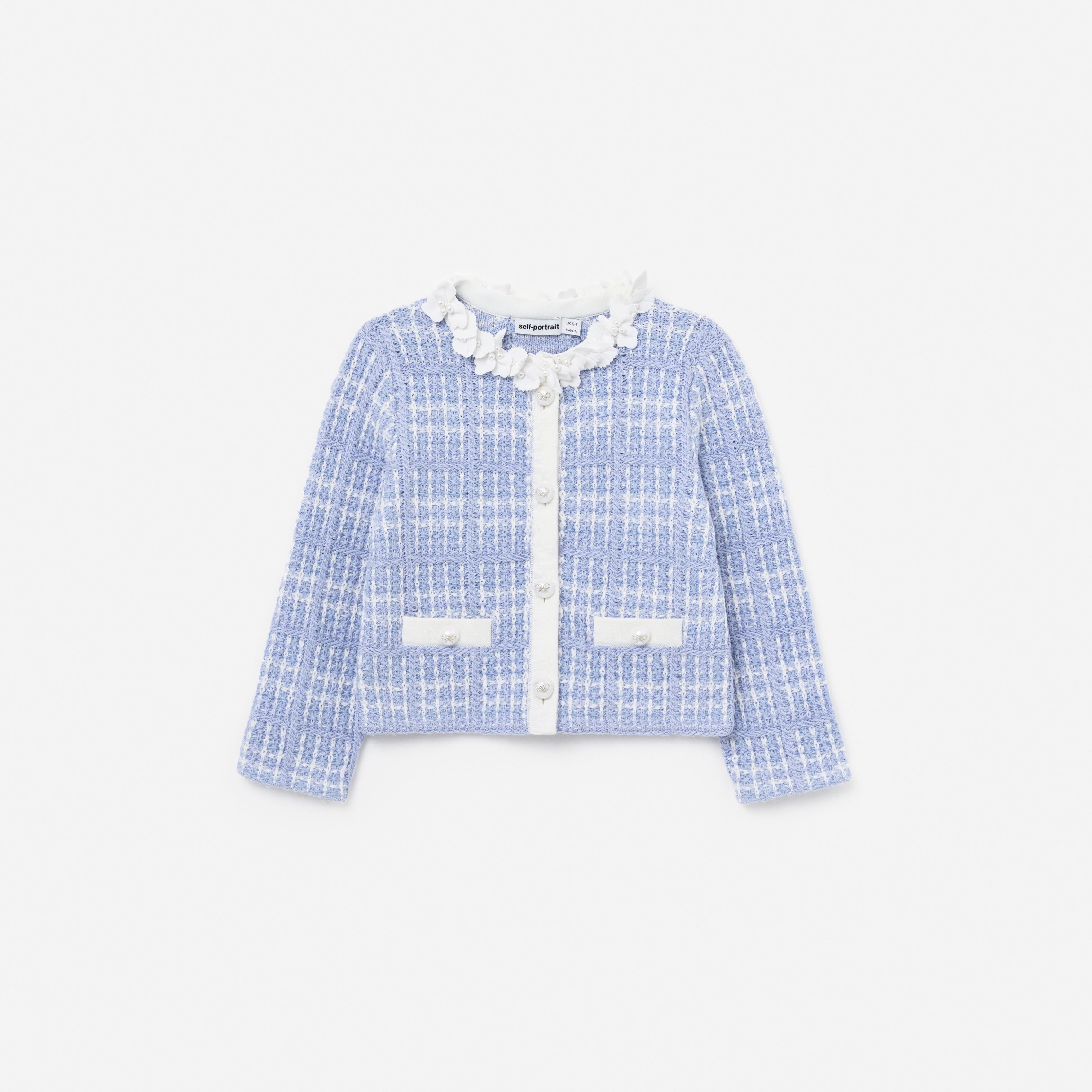 Self Portrait Blue Check Kinder-Cardigan Blau Karo