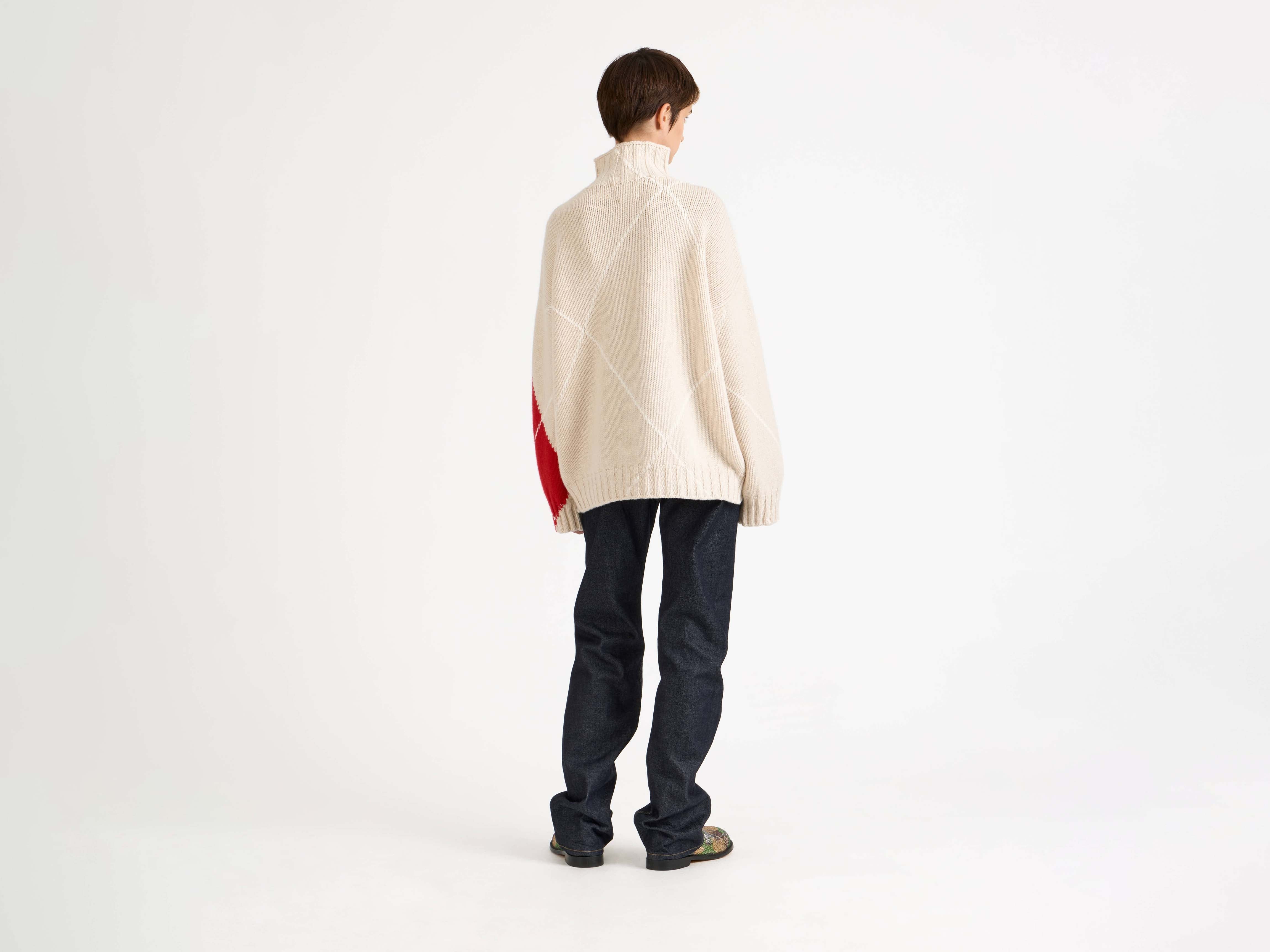 J.W.Anderson x Pringle Argyle Rollkragenpullover natural Wolle