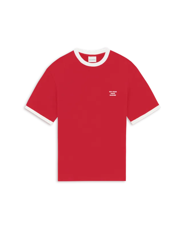 Drôle De Monsieur Contrasted Slogan T-Shirt rot Baumwolle Slim