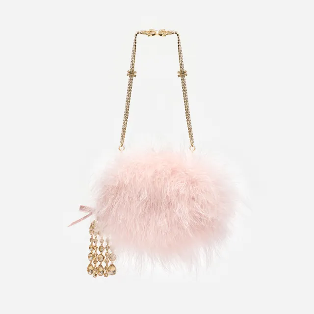 Self Portrait Pink Feather Clutch Tasche Rosa One Size Federn