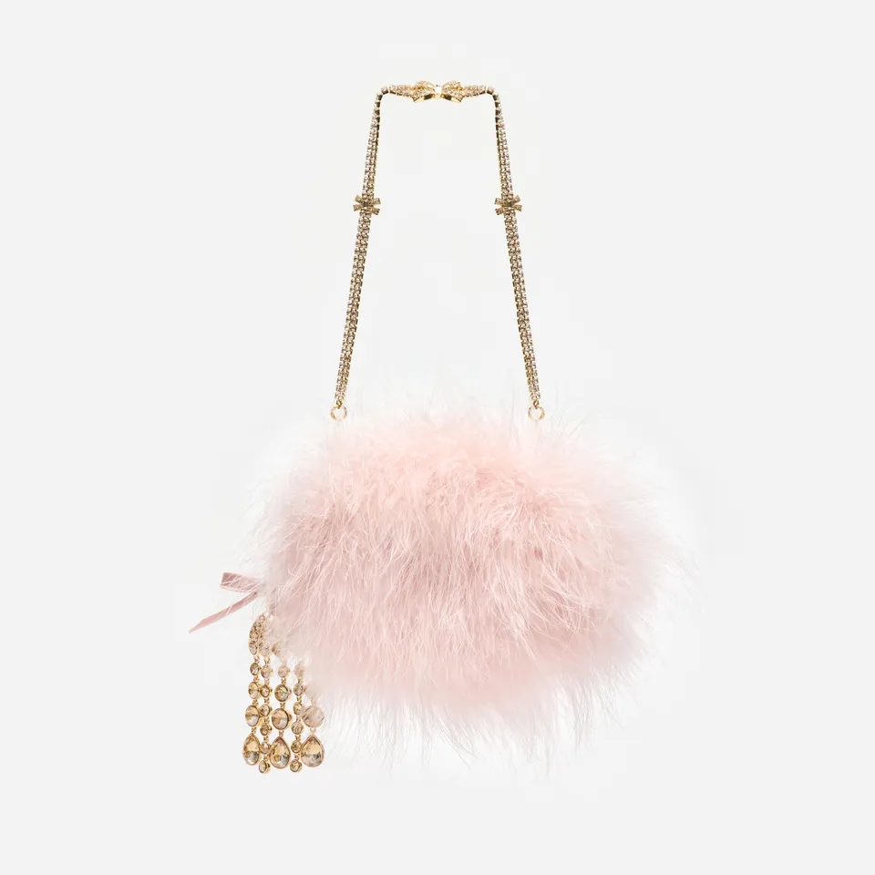 Self Portrait Pink Feather Clutch Tasche Rosa One Size Federn