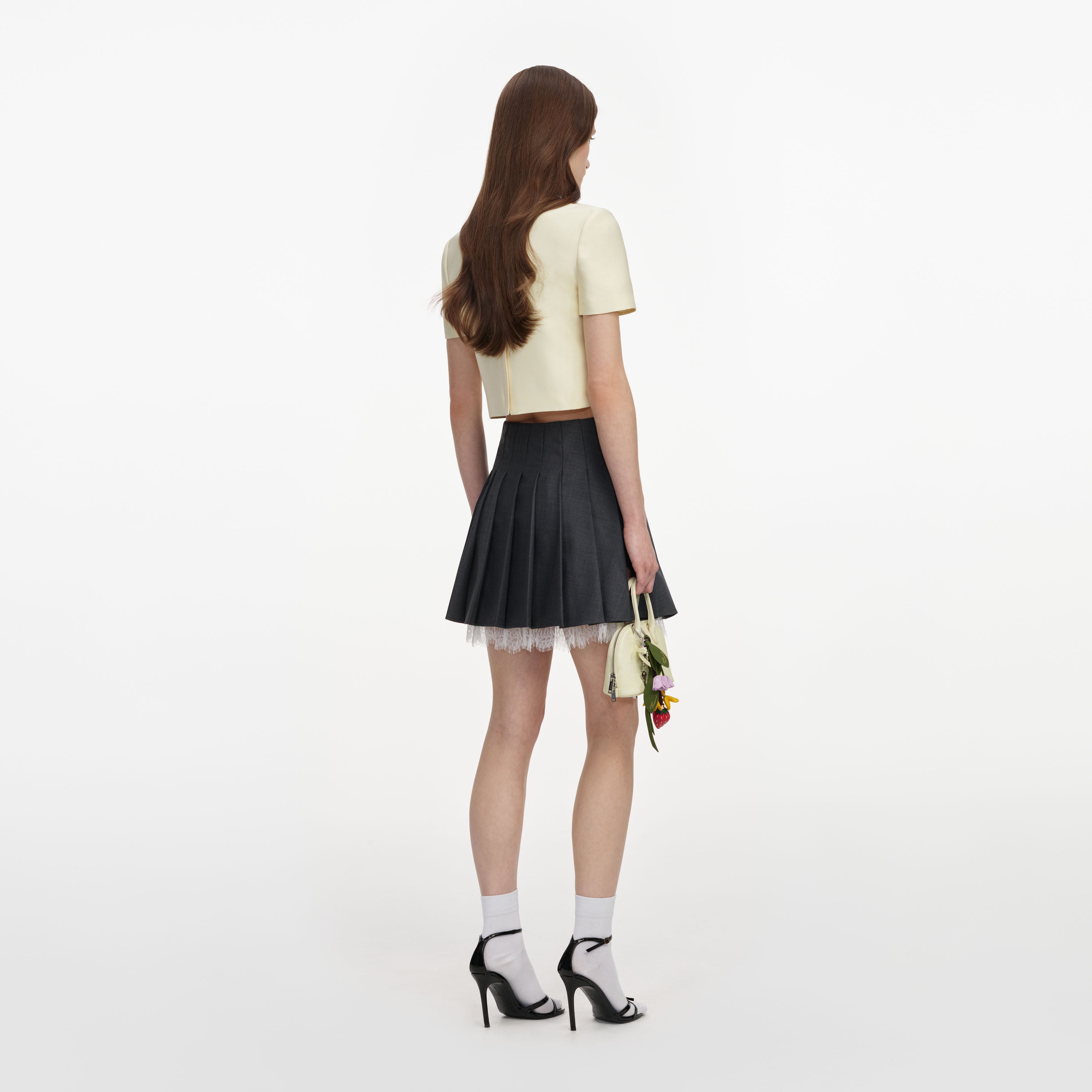 Self Portrait Yellow Taffeta Top UK 8 gelb mit Schleife