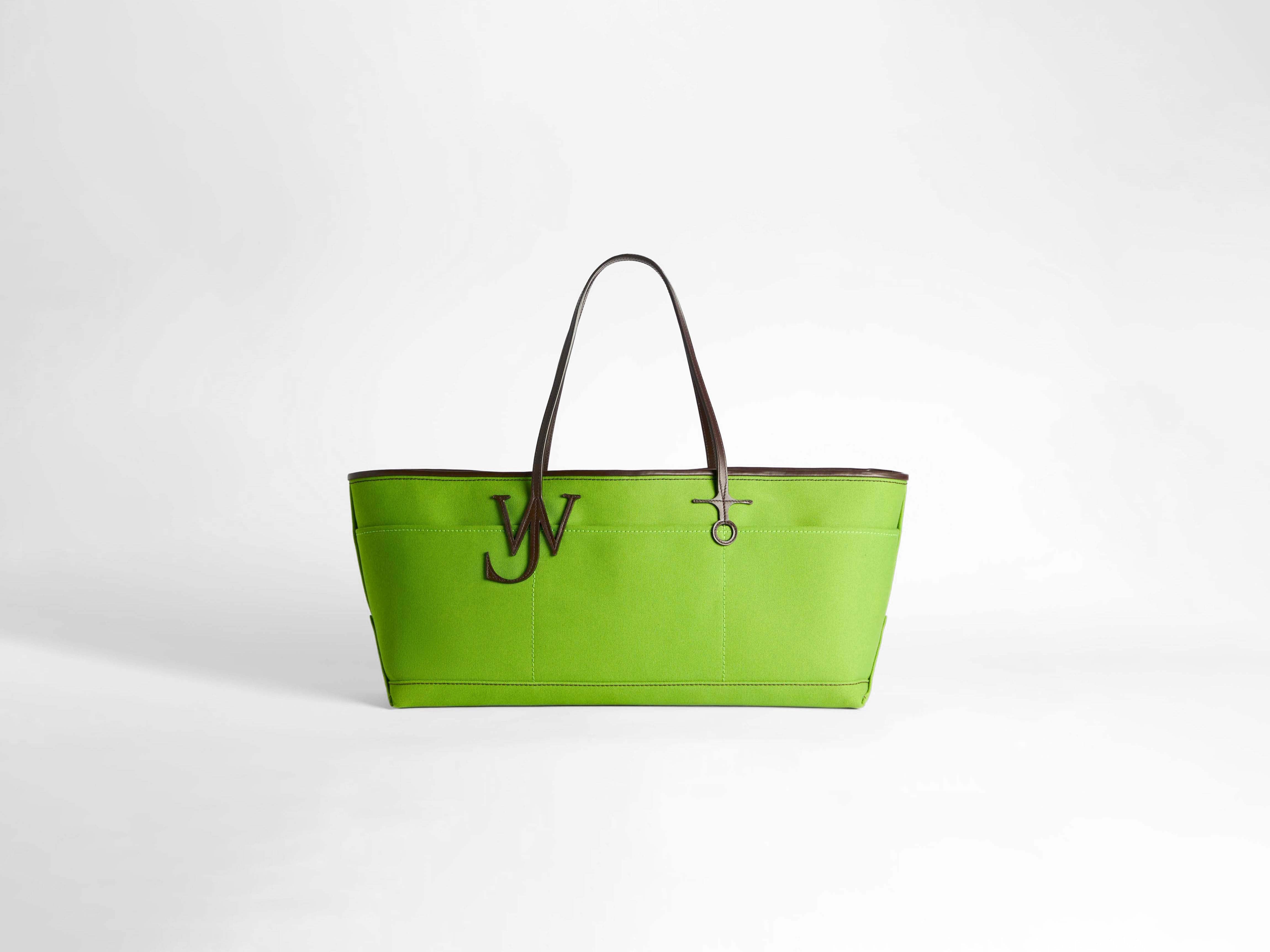 J.W.Anderson Stretch Anchor Tote Grün Canvas Leder