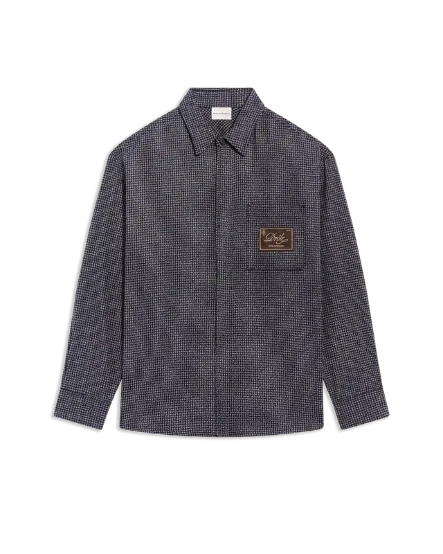 Drôle De Monsieur Boxy Overshirt Hemd Navy Wolle Baumwolle