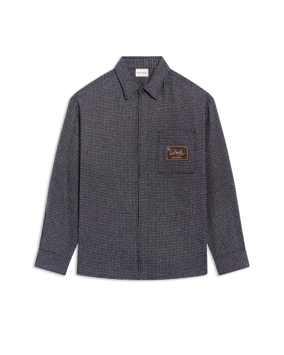 Drôle De Monsieur Boxy Overshirt Hemd Navy Wolle Baumwolle