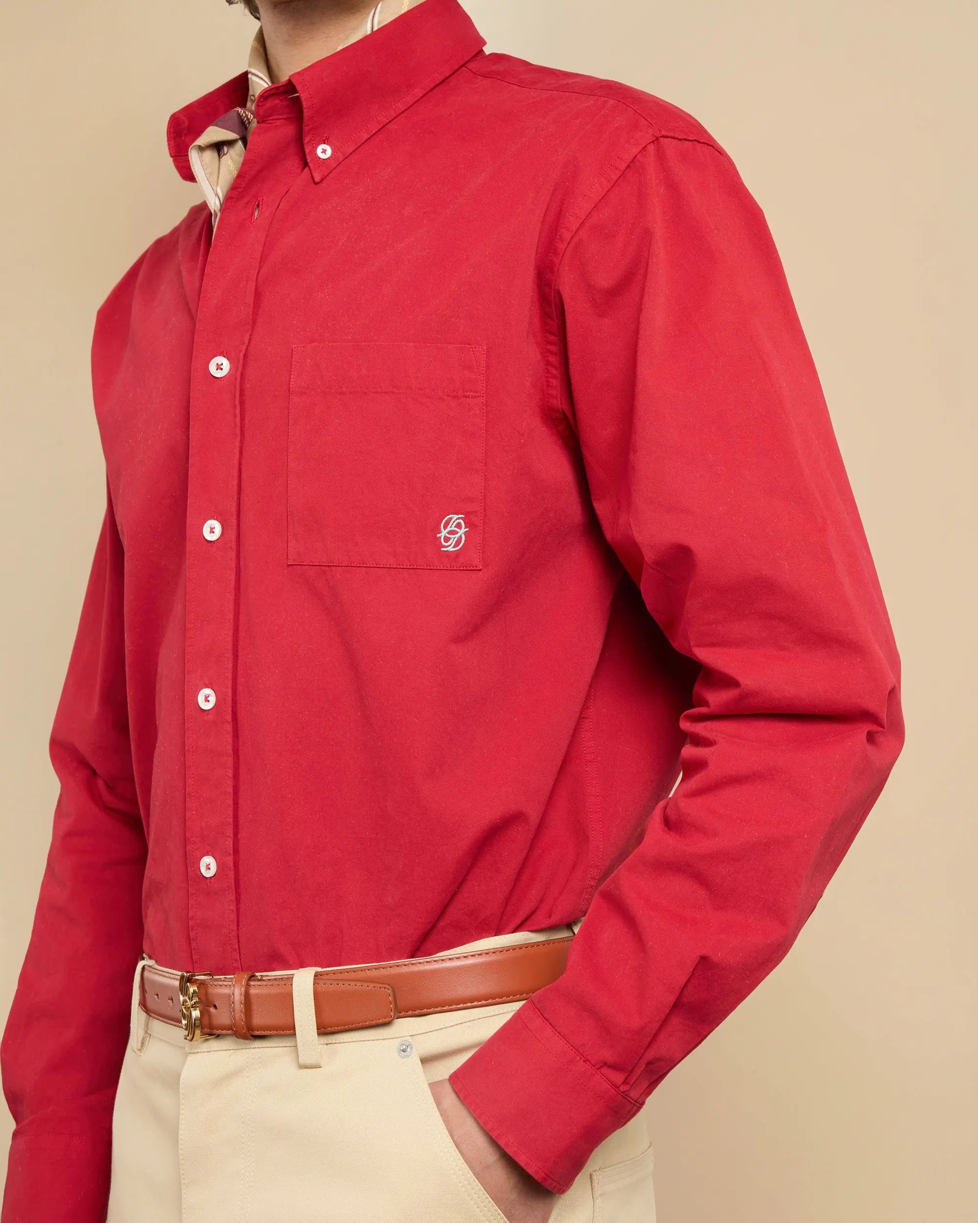 Drôle De Monsieur Shirts I-SH240 Hemd Rot Baumwolle