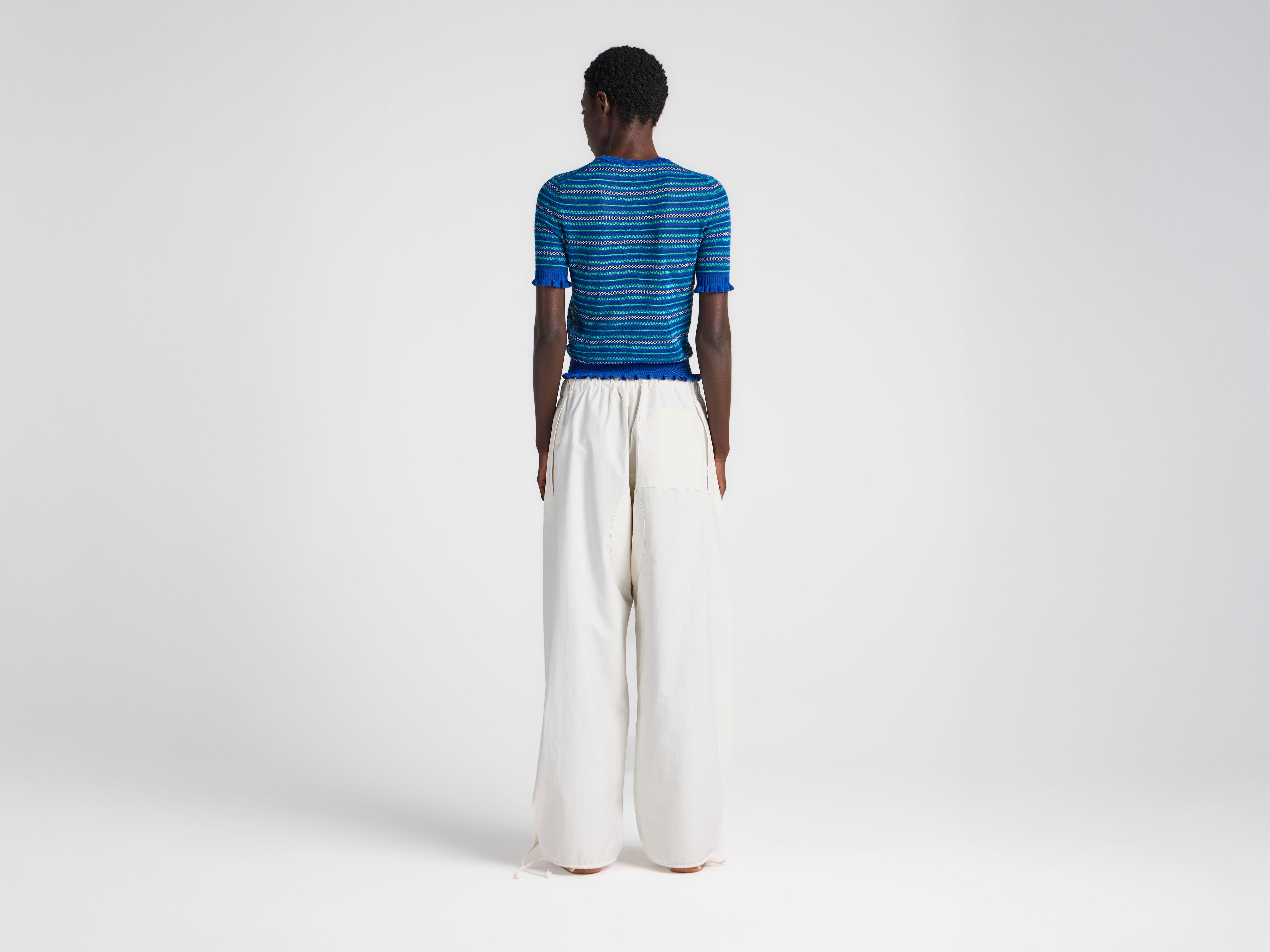 J.W.Anderson Sheer Fairisle Top Cobalt Damen Rüschen