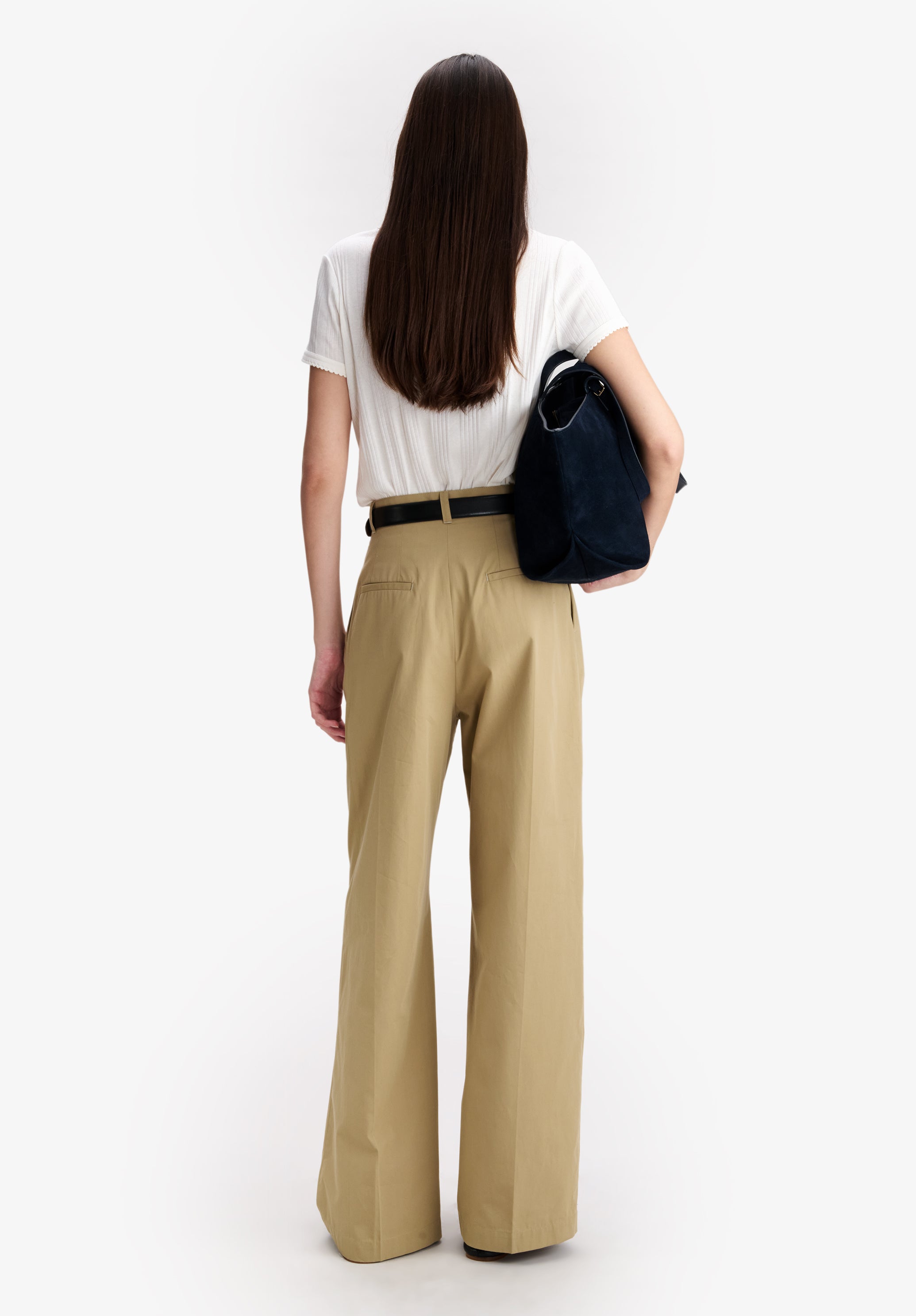 A.P.C. Hose Beige Weit Bio-Baumwolle Gr. 38 Mittelhoch