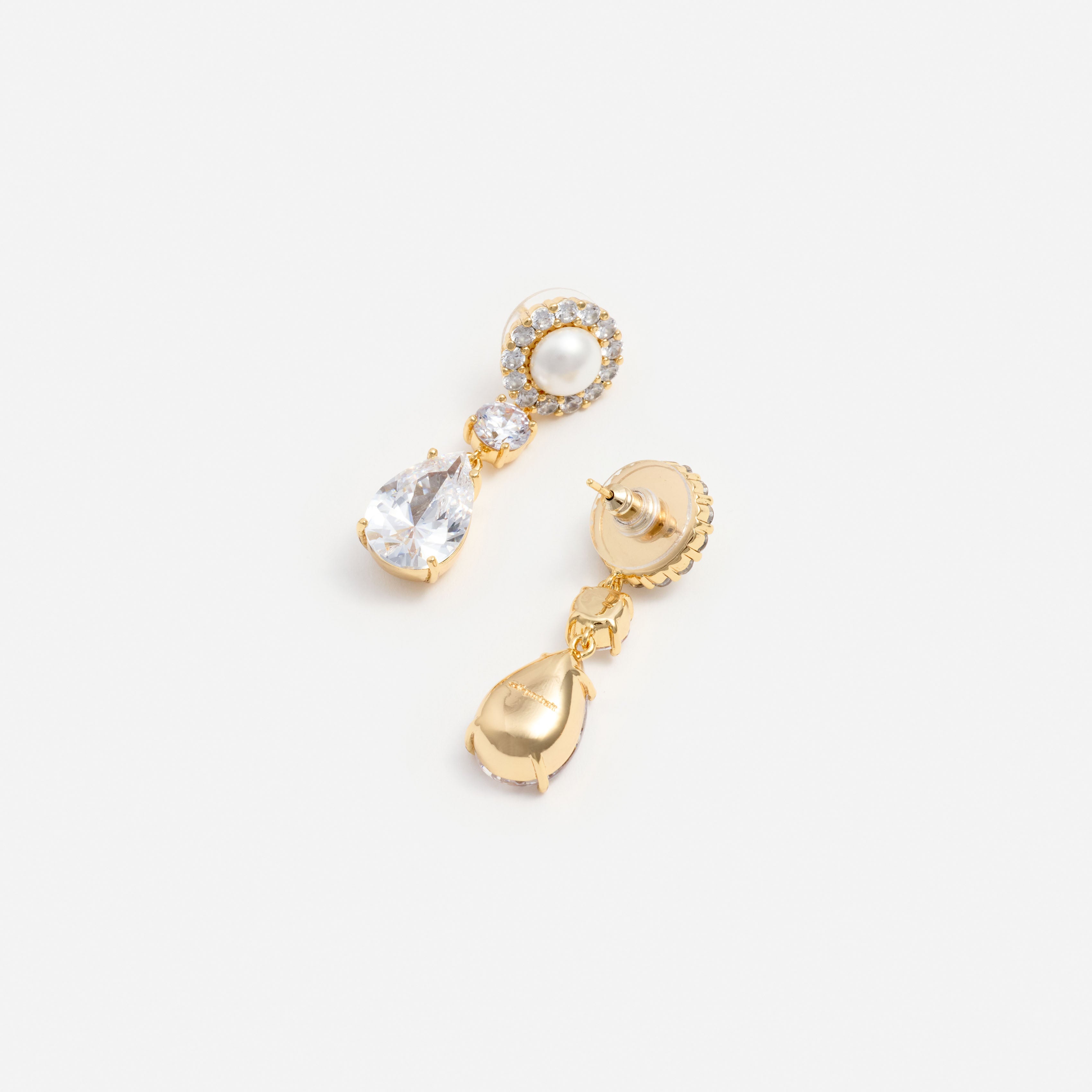 Self Portrait Gold Pearl Tiered Crystal Ohrringe Gold