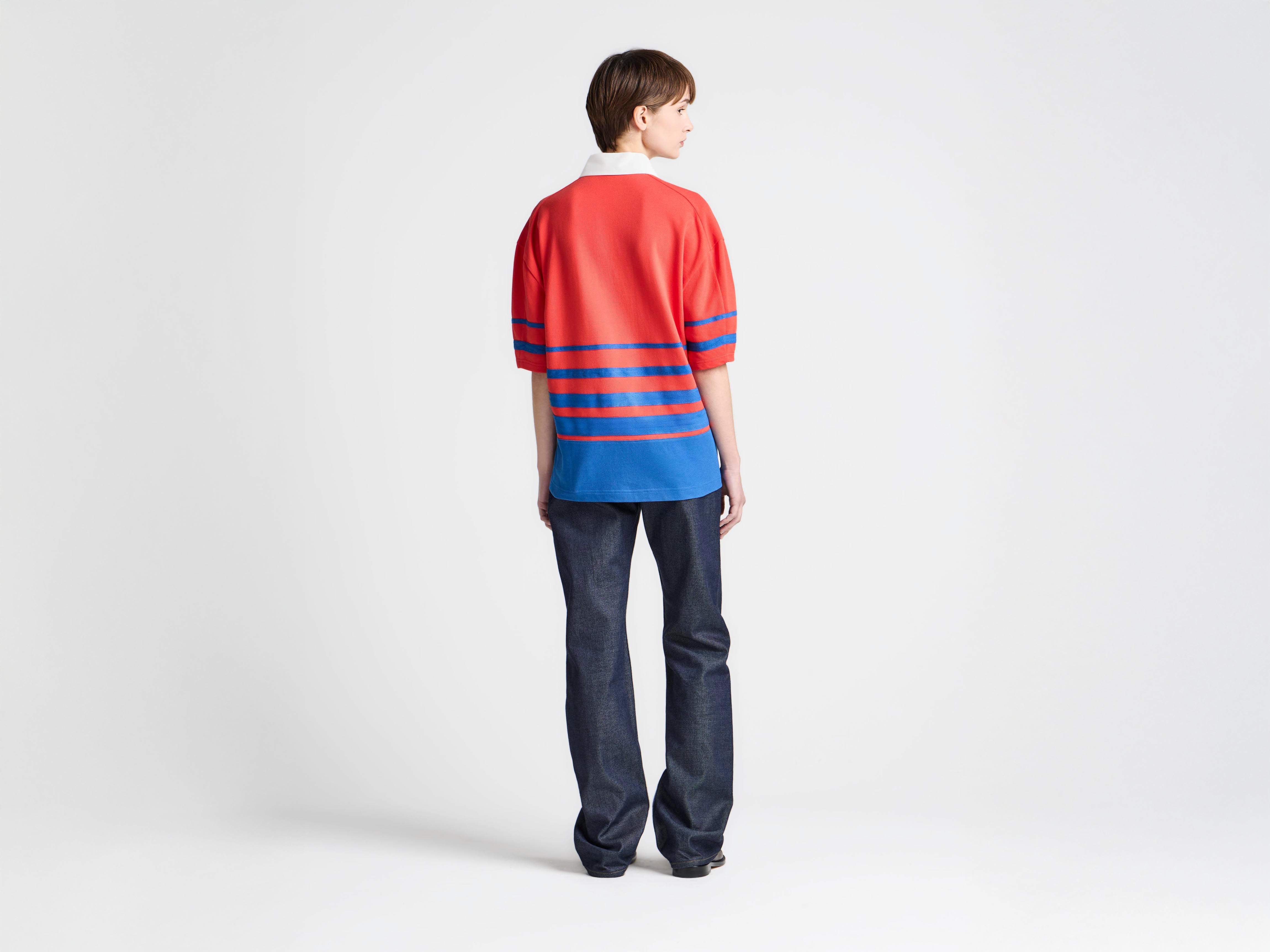 J.W.Anderson Striped Rugby Polo Shirt Rot Blau Damen