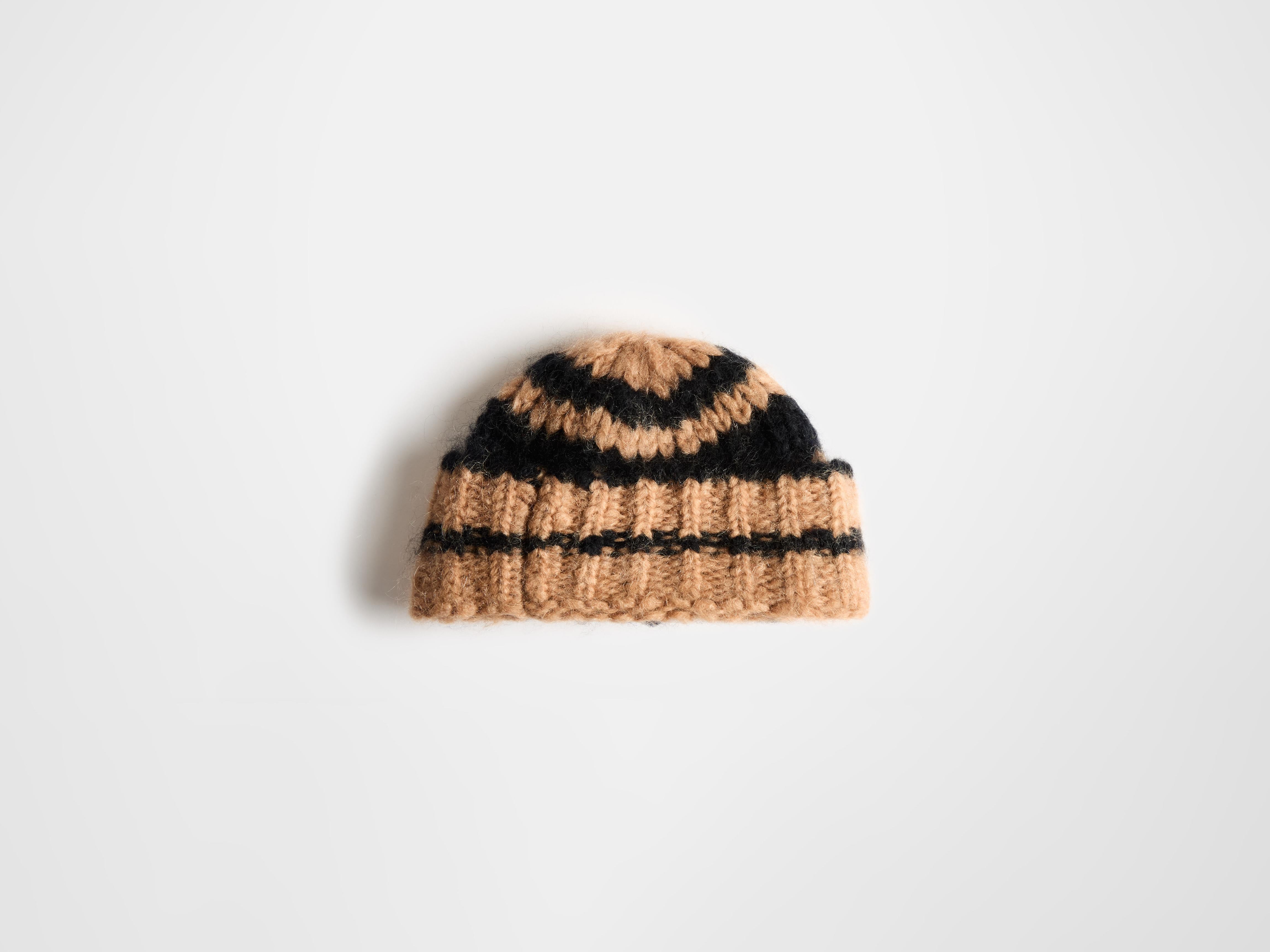 J.W.Anderson Striped Beanie Mütze Schwarz Alpaka