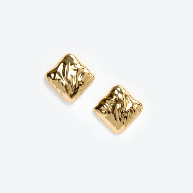 Self Portrait Jewellery Textured Gold Ohrringe One Size Square