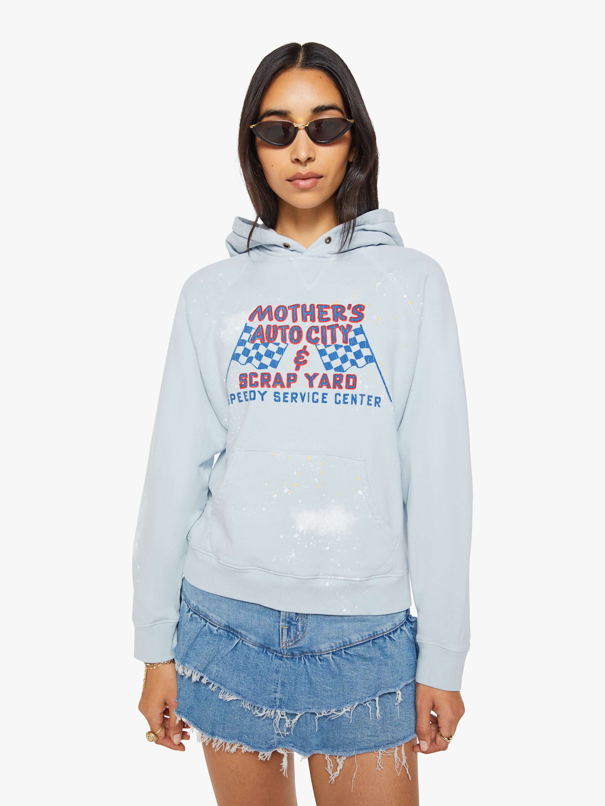 Mother Sweatshirts The Square Hoodie Auto City Hellblau