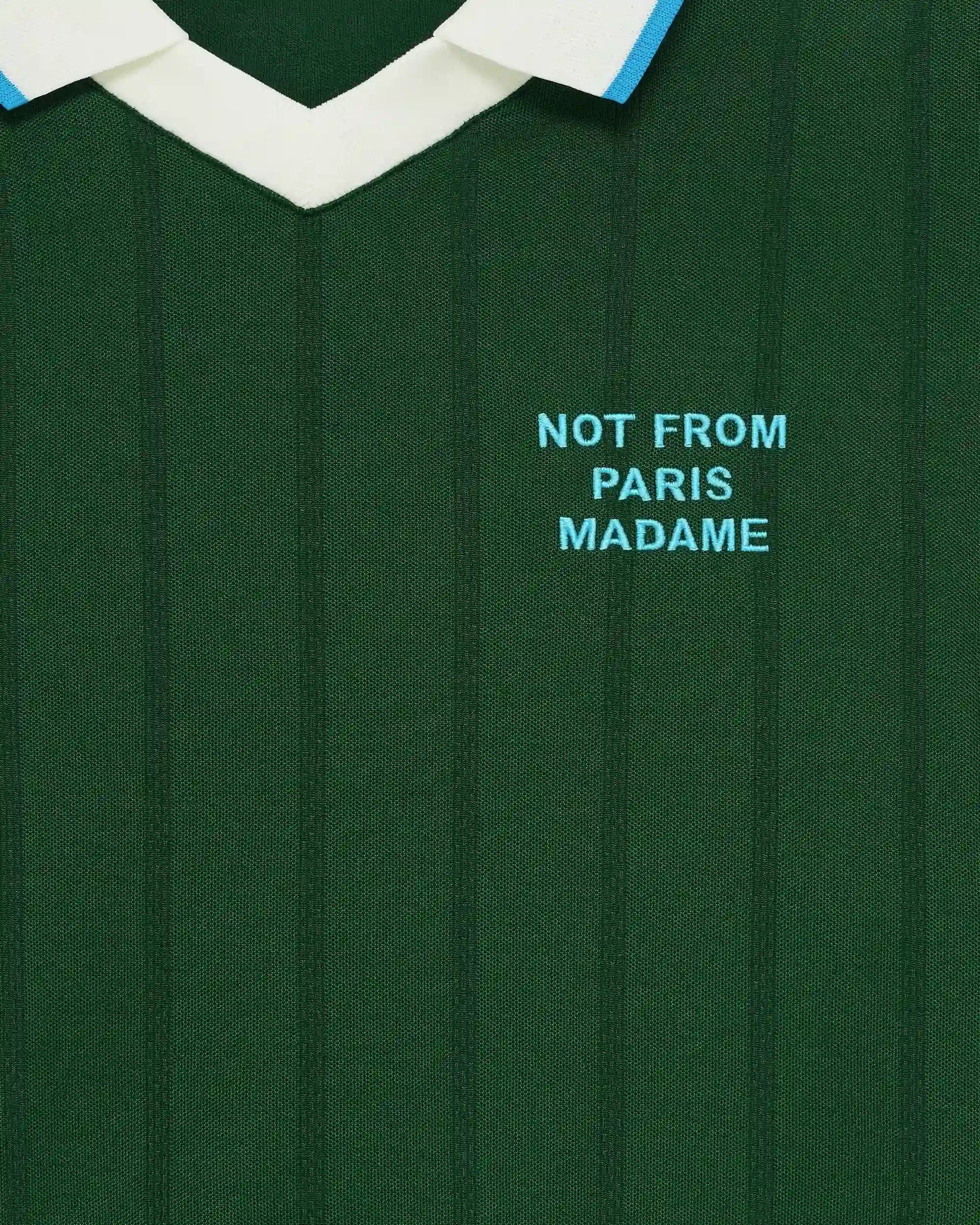 Drôle De Monsieur Slogan Longsleeve Polo Dunkelgrün Print
