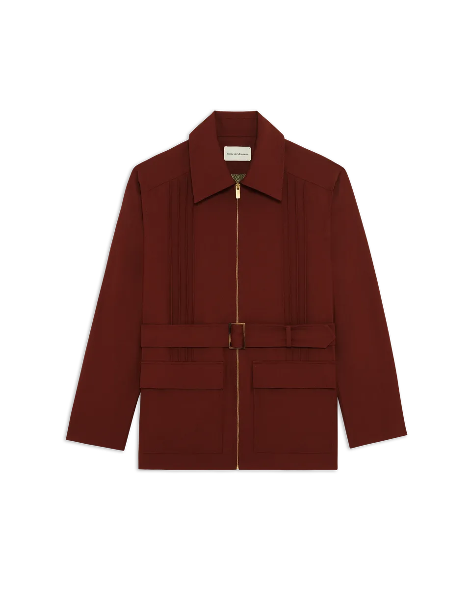 Drôle De Monsieur Veste Saharienne Safarijacke Wolle Ziegelrot M
