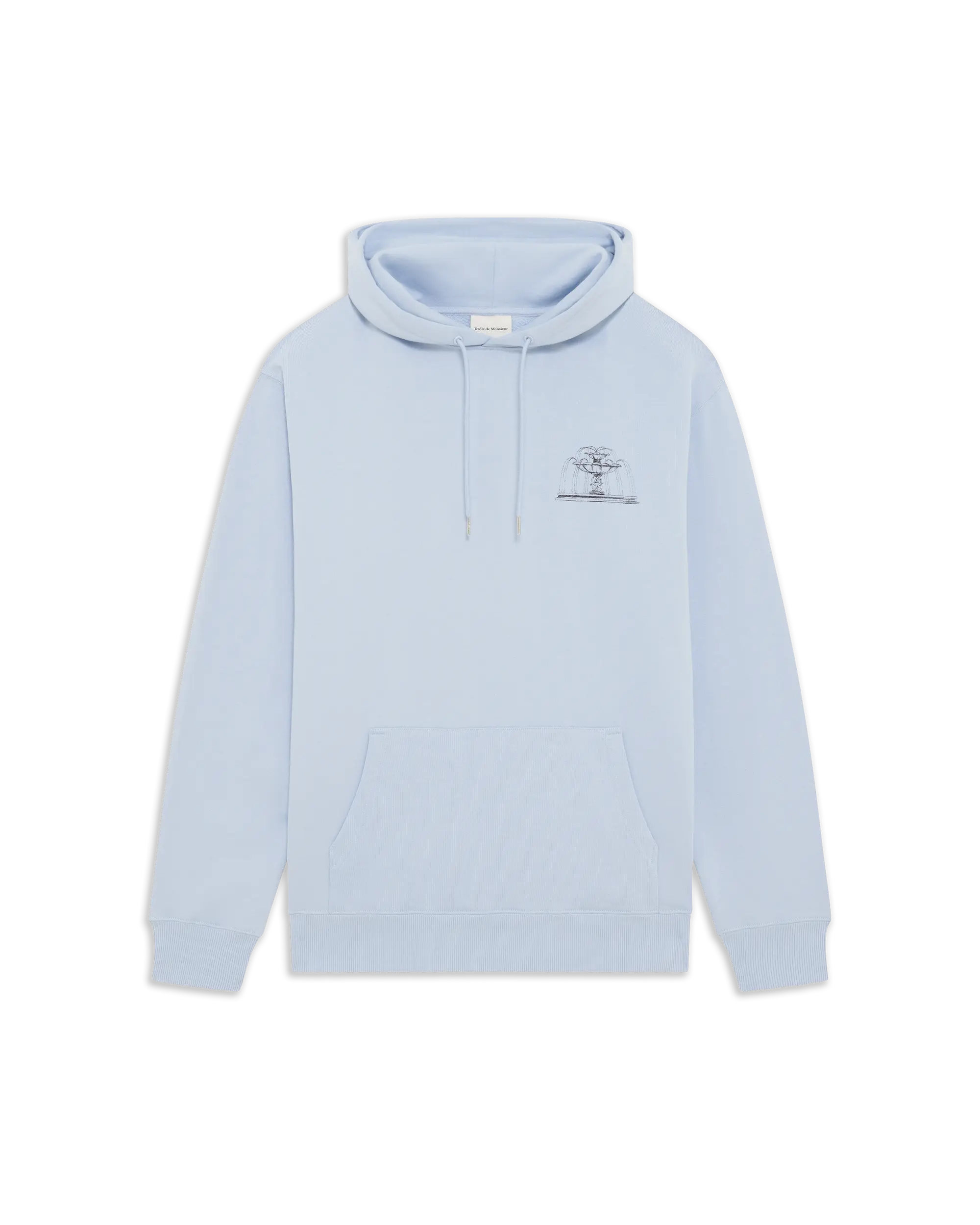 Drôle De Monsieur Fountain Print Hoodie hellblau Baumwolle