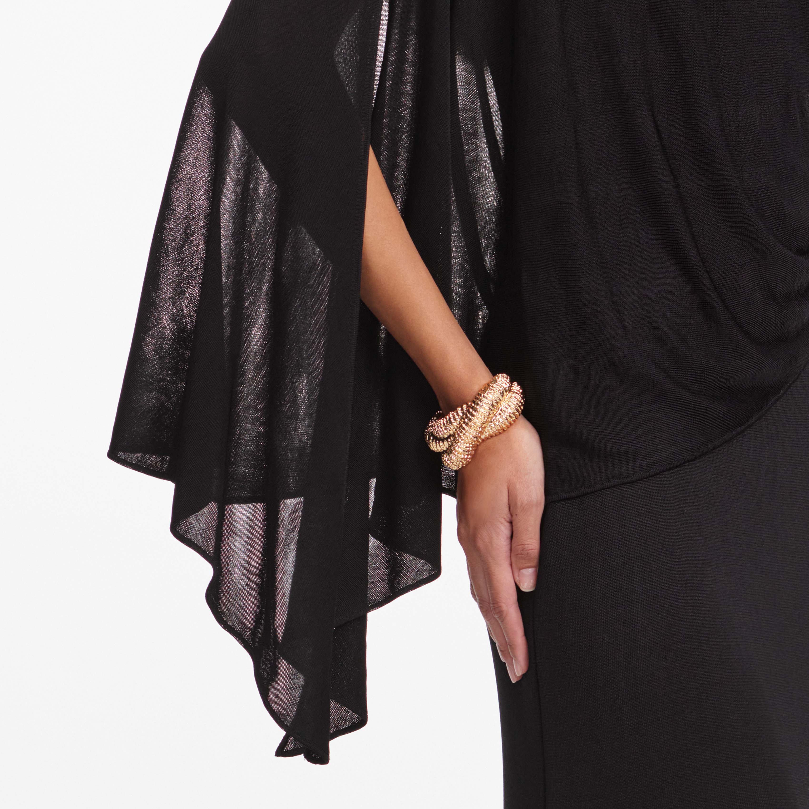 Self Portrait One Shoulder Maxi Kleid Schwarz XS Viskose