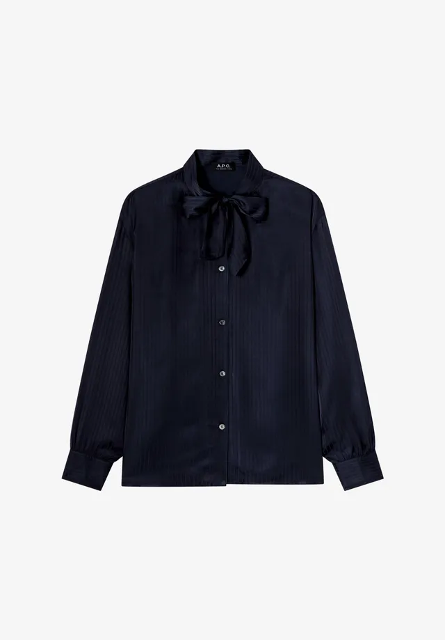 A.P.C. Schluppenbluse marineblau Viskose gestreift