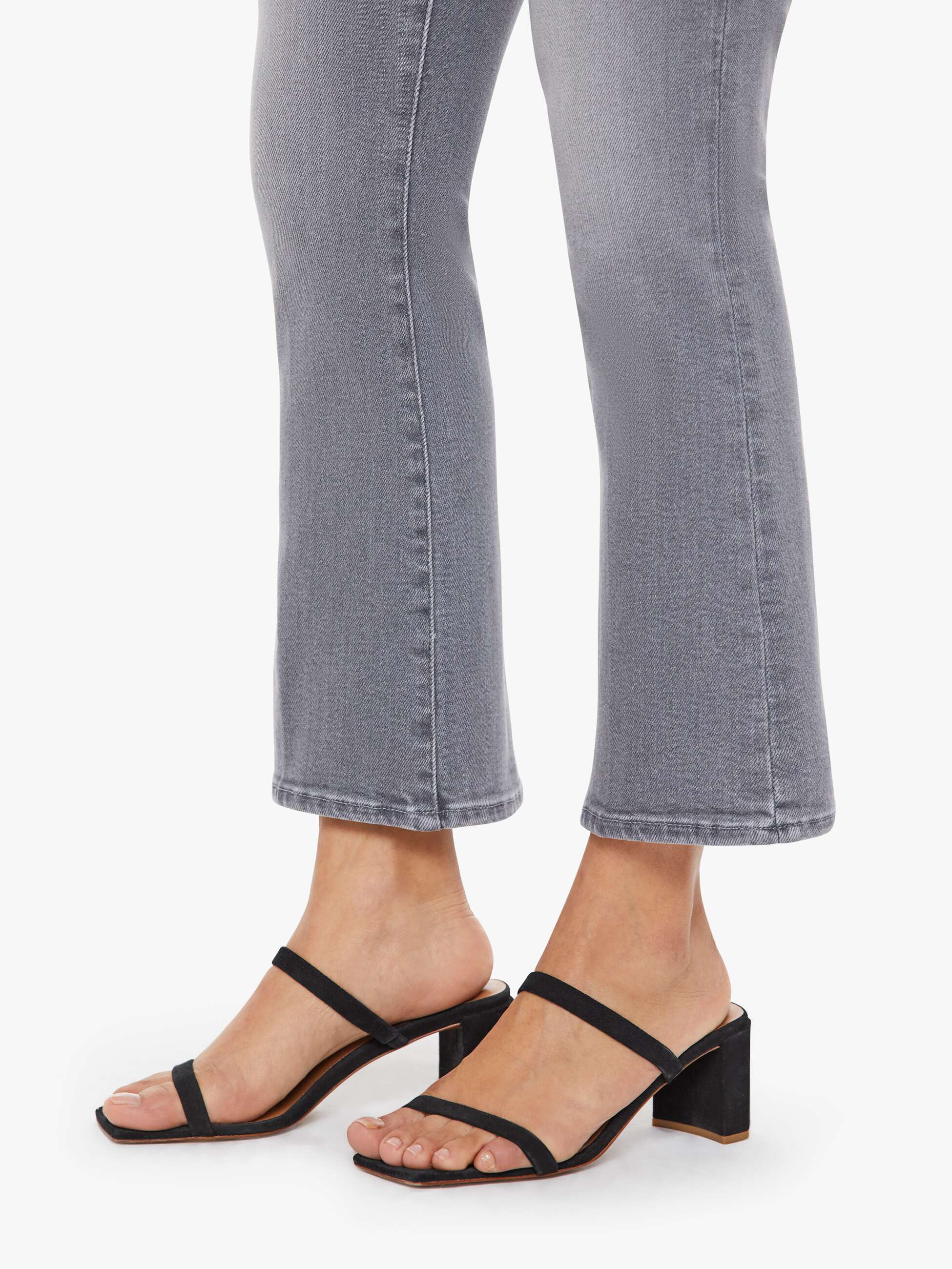 Mother Lil Hustler Ankle Petite Jeans Escape Goat Grau