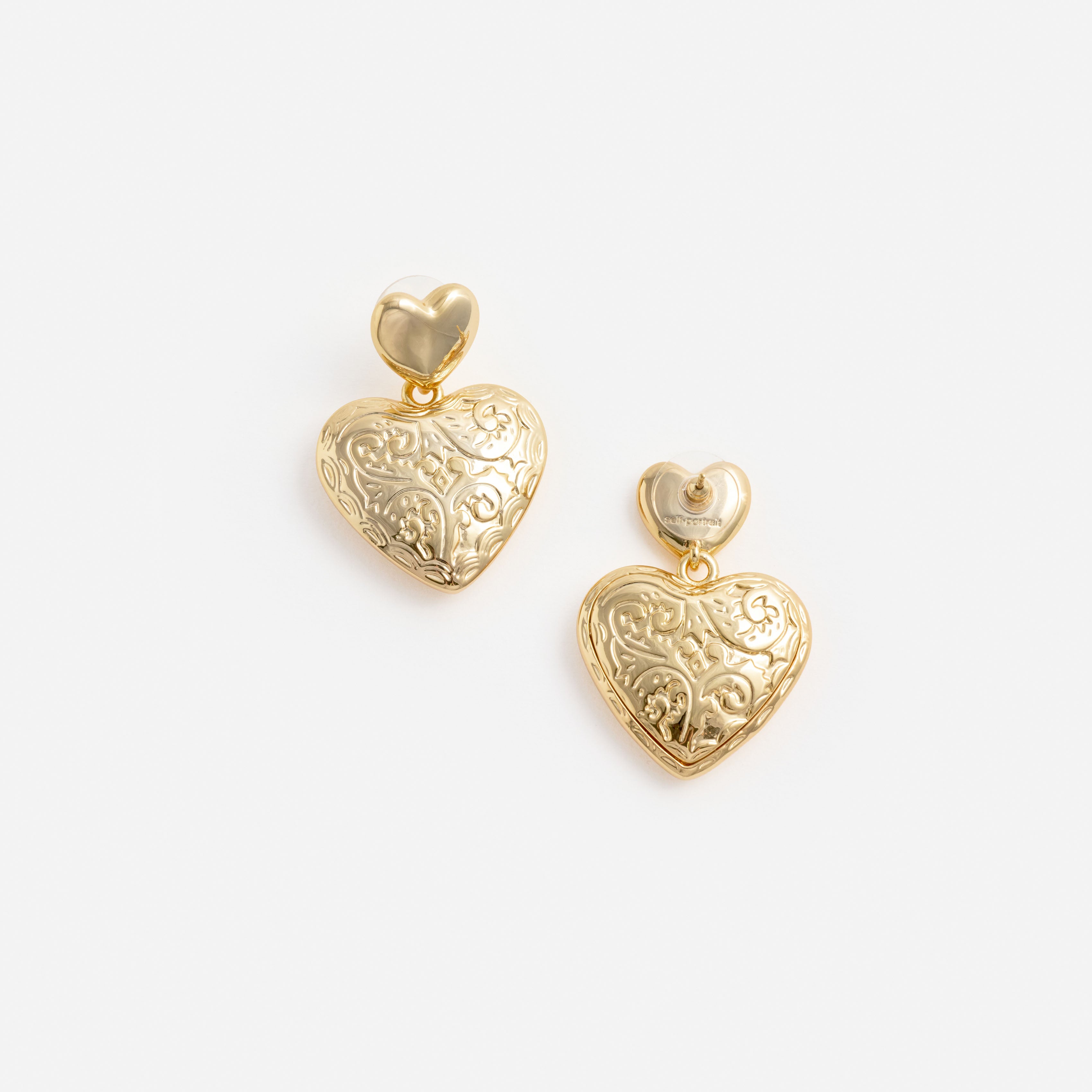 Self Portrait Gold Double Heart Ohrringe One Size gold