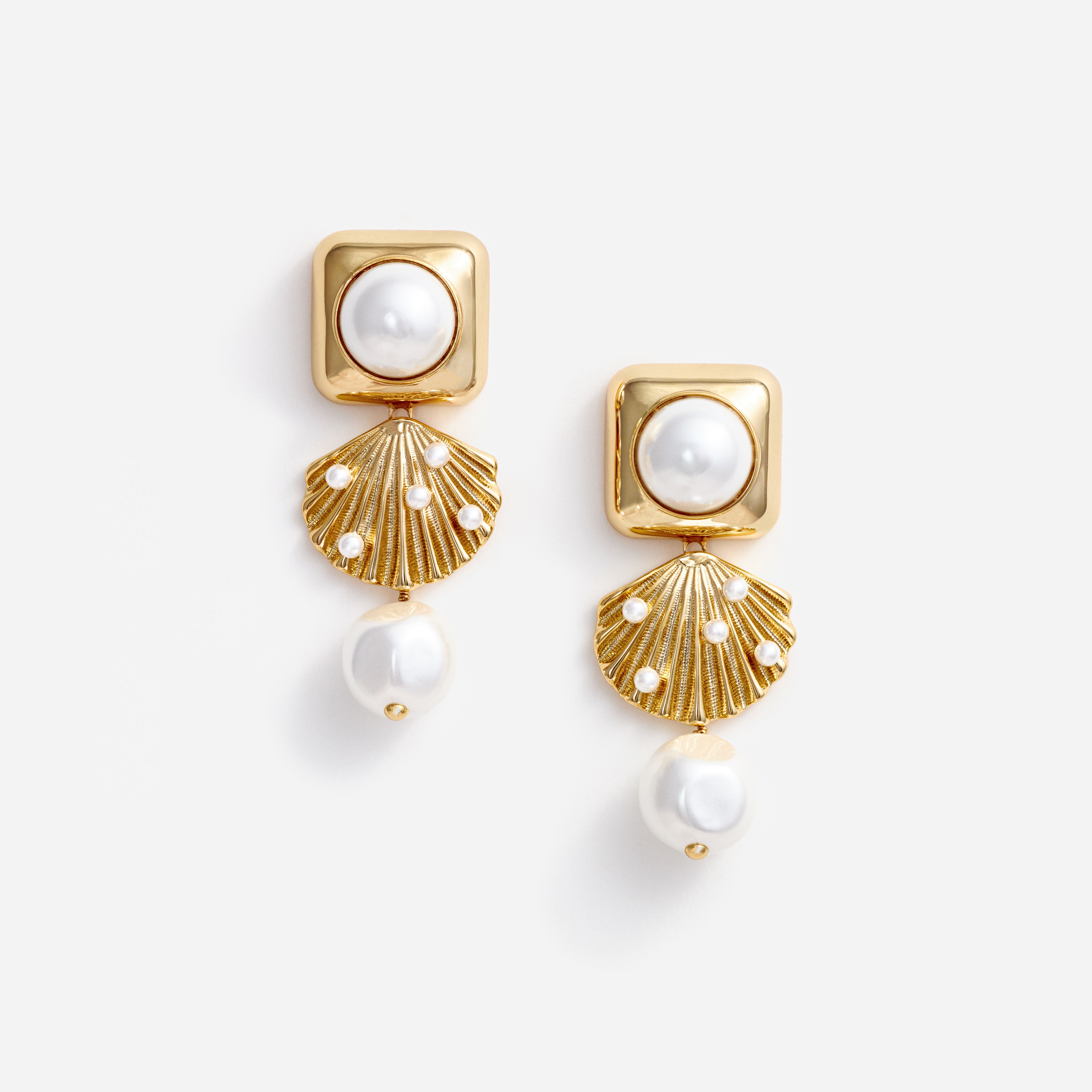 Self Portrait Gold Pearl Shell Ohrringe Gold