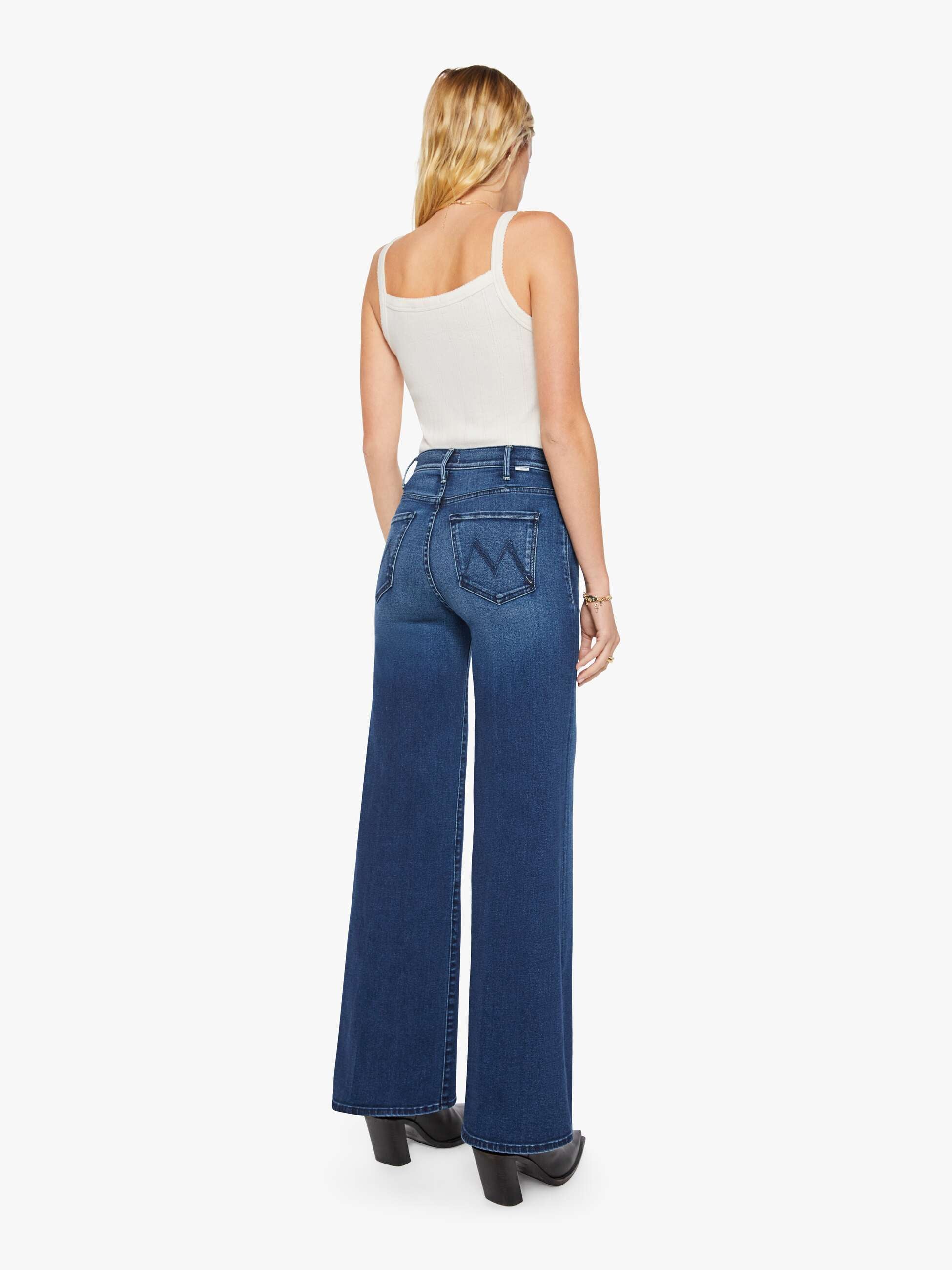 MOTHER Denim Hustler Roller Sneak Jeans Homecoming High Wide Leg