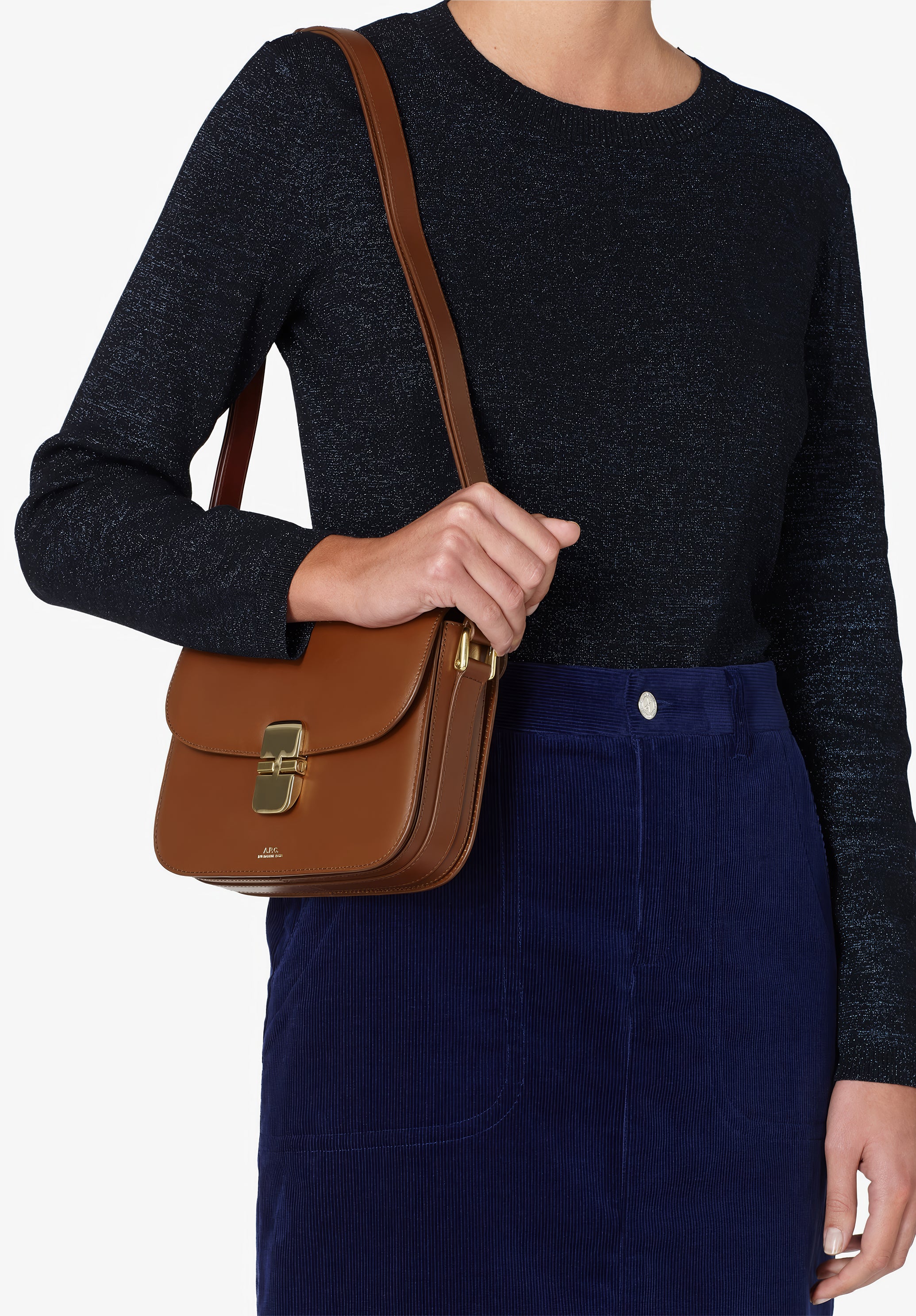 A.P.C. Grace Klein Ledertasche Mini Rindsleder Gold