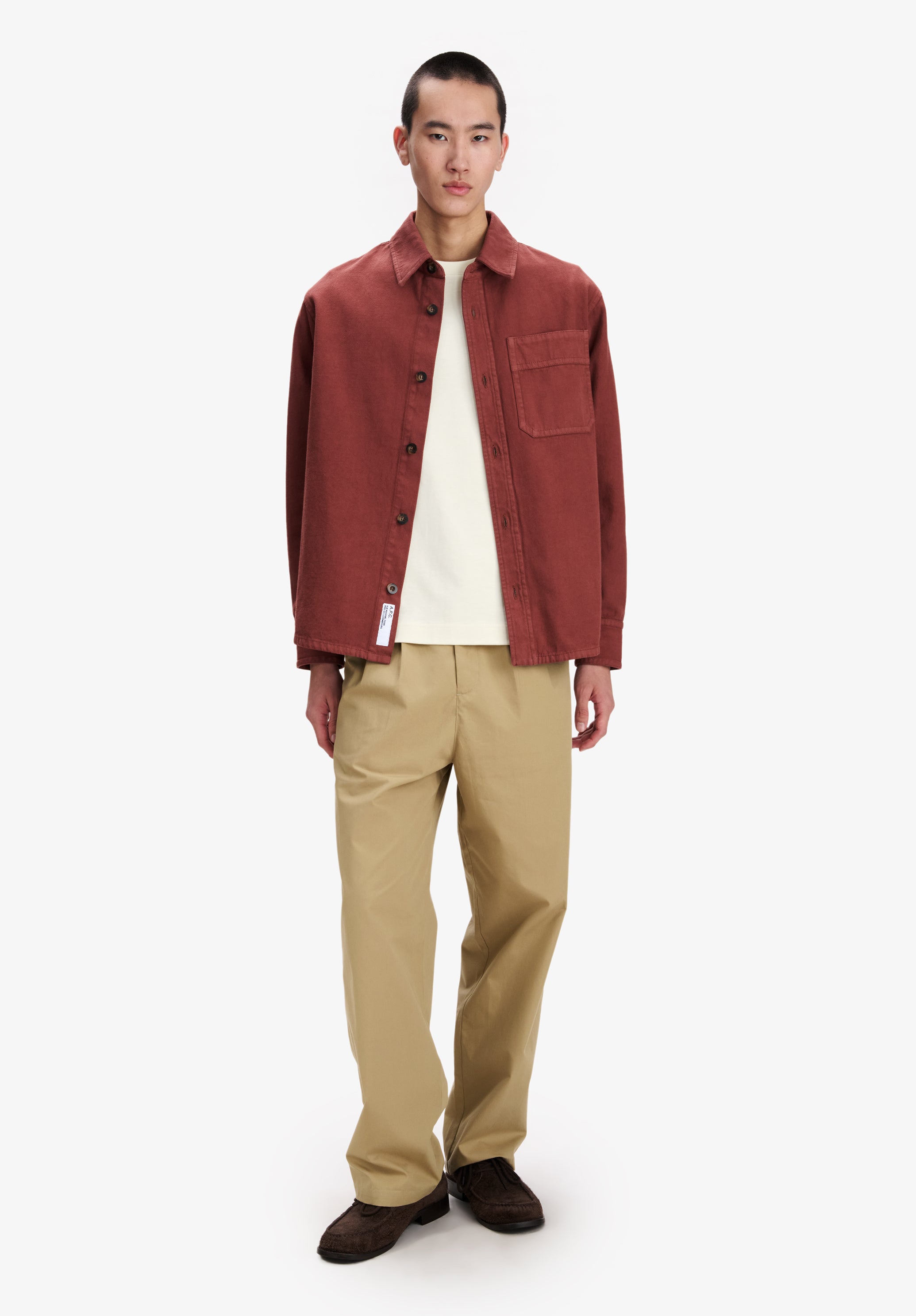 A.P.C. Overshirt bordeaux recycelte Baumwolle