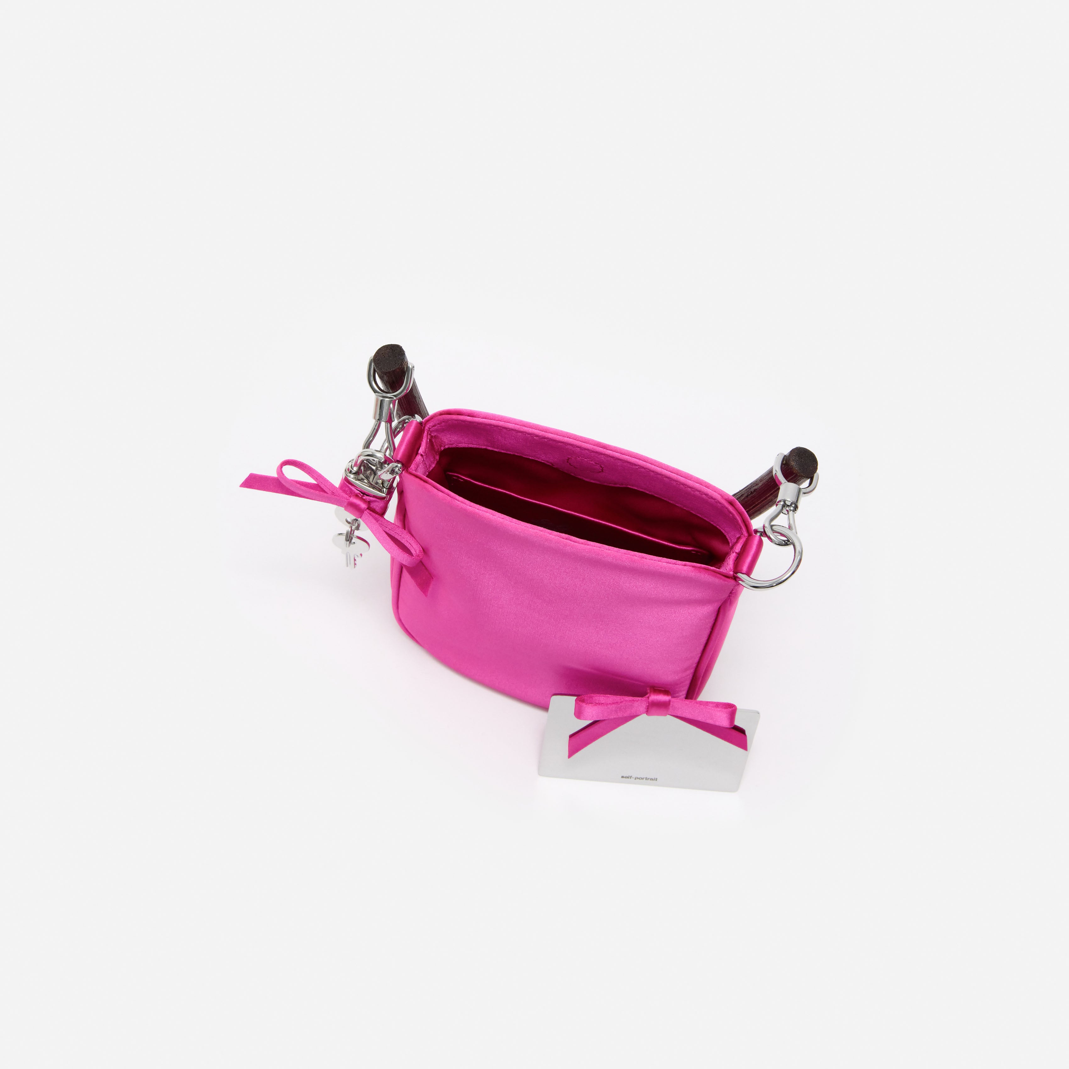 Self Portrait Pink Satin Mini Tote Tasche Pink One Size