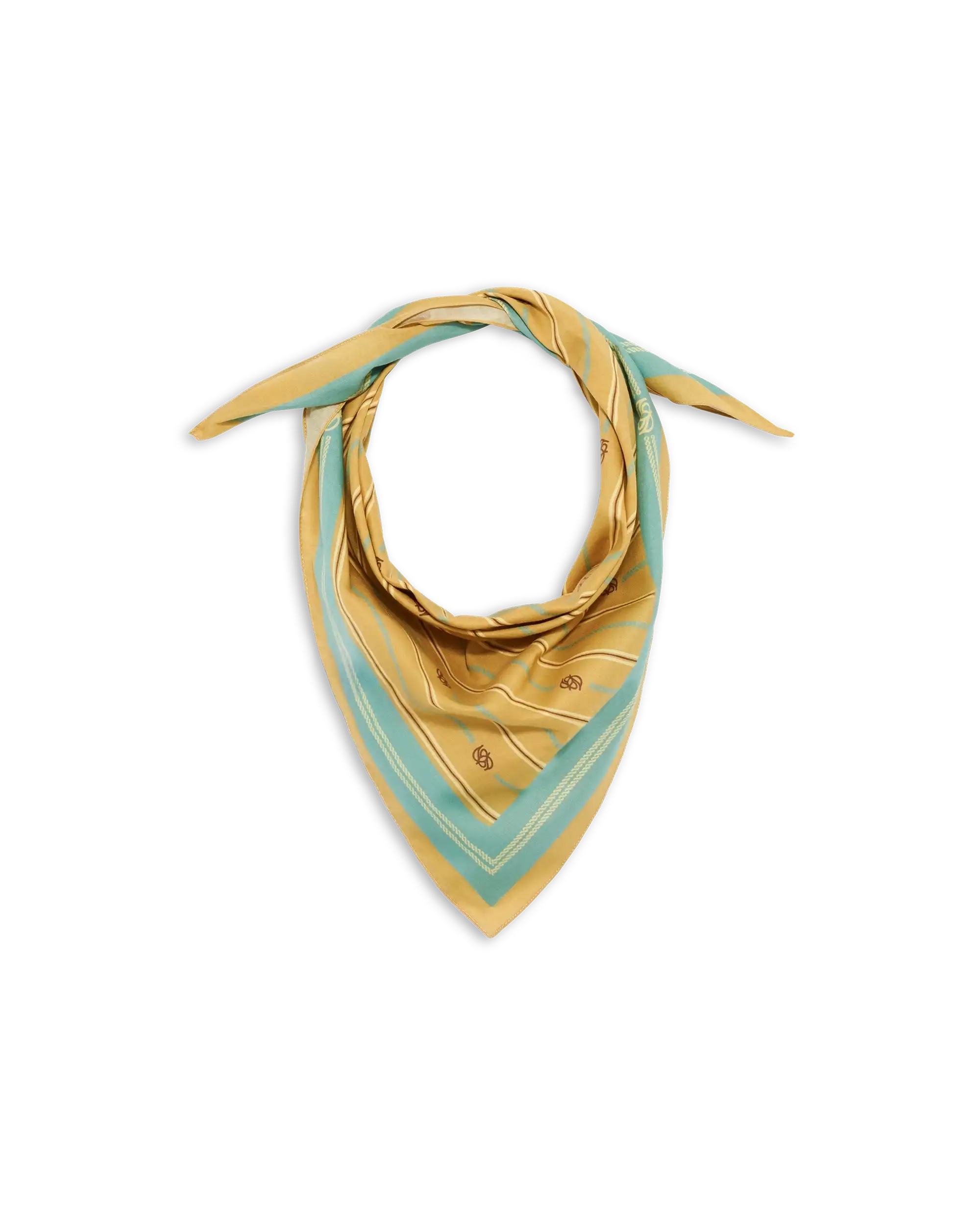 Drôle De Monsieur Foulard Rayure Monogramme Tuch Senf Baumwolle