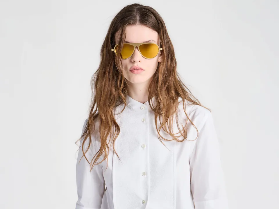 J.W.Anderson JWA05 Aviator Sonnenbrille Gold Titan