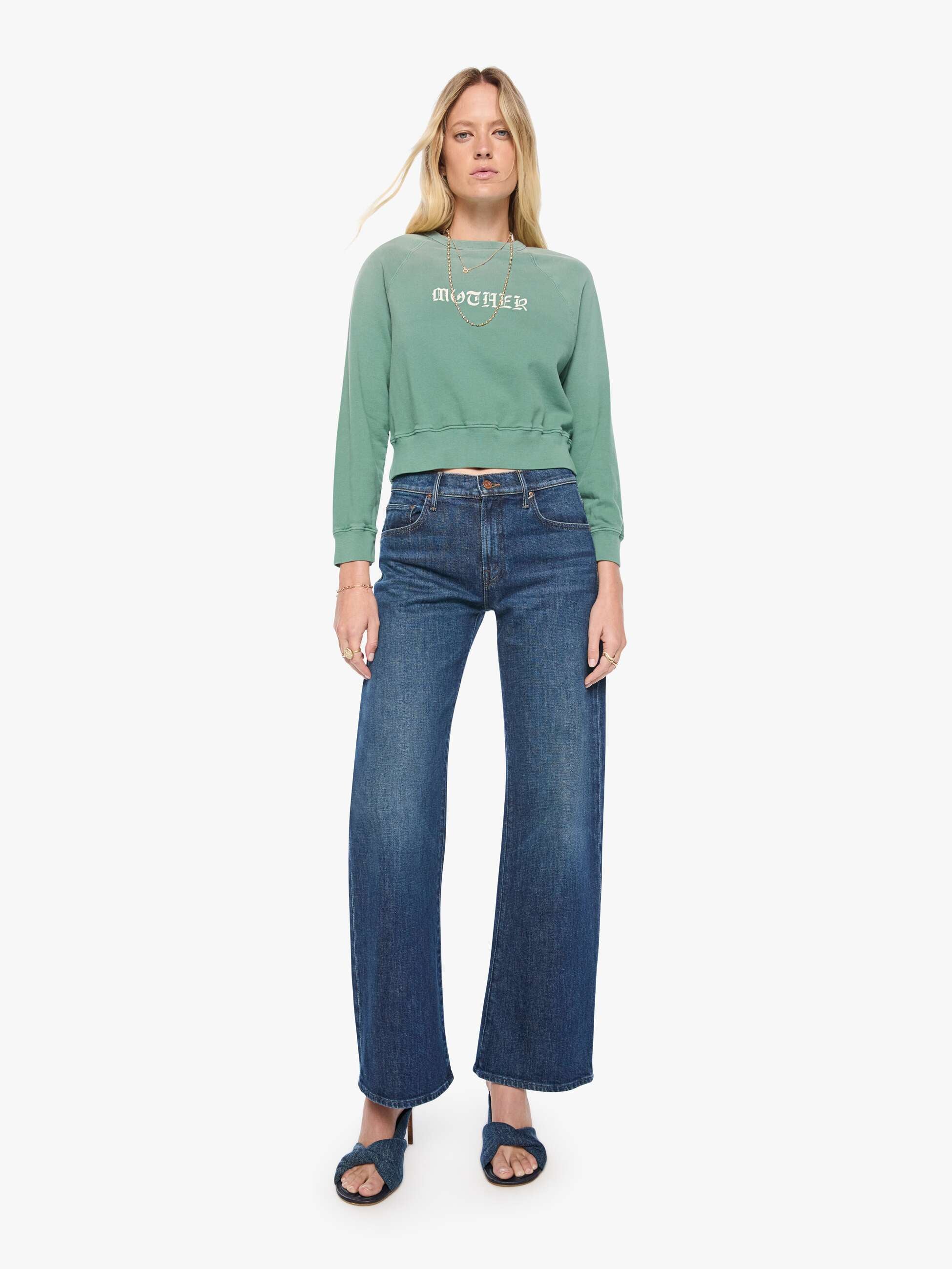 Mother Itty Concert Sweatshirt Faded Ivy cropped