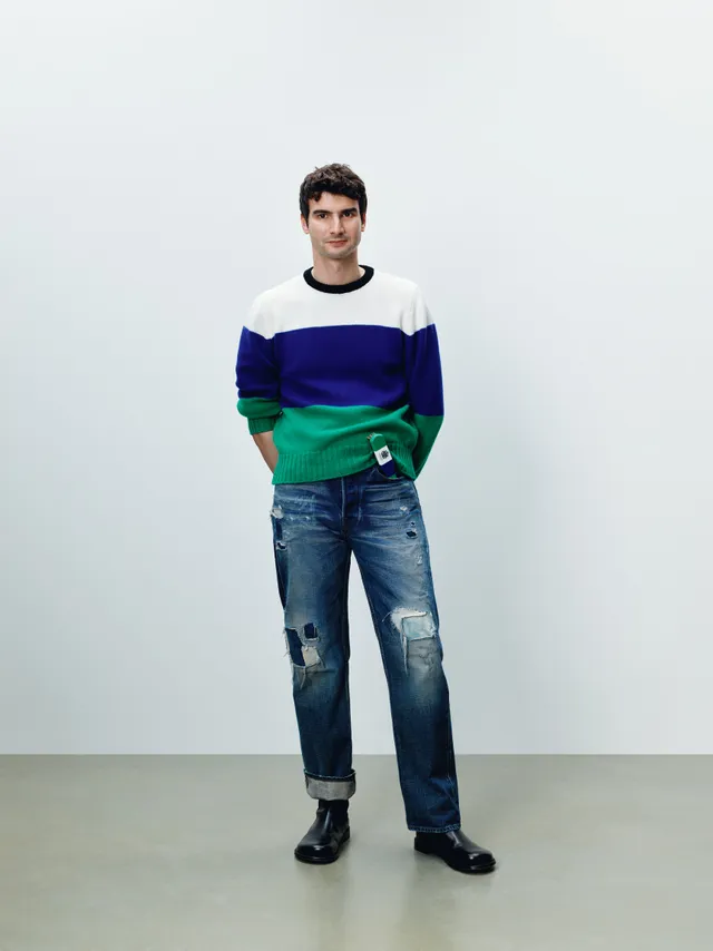 J.W.Anderson Stripe Jumper Herren Royal Blue Merino