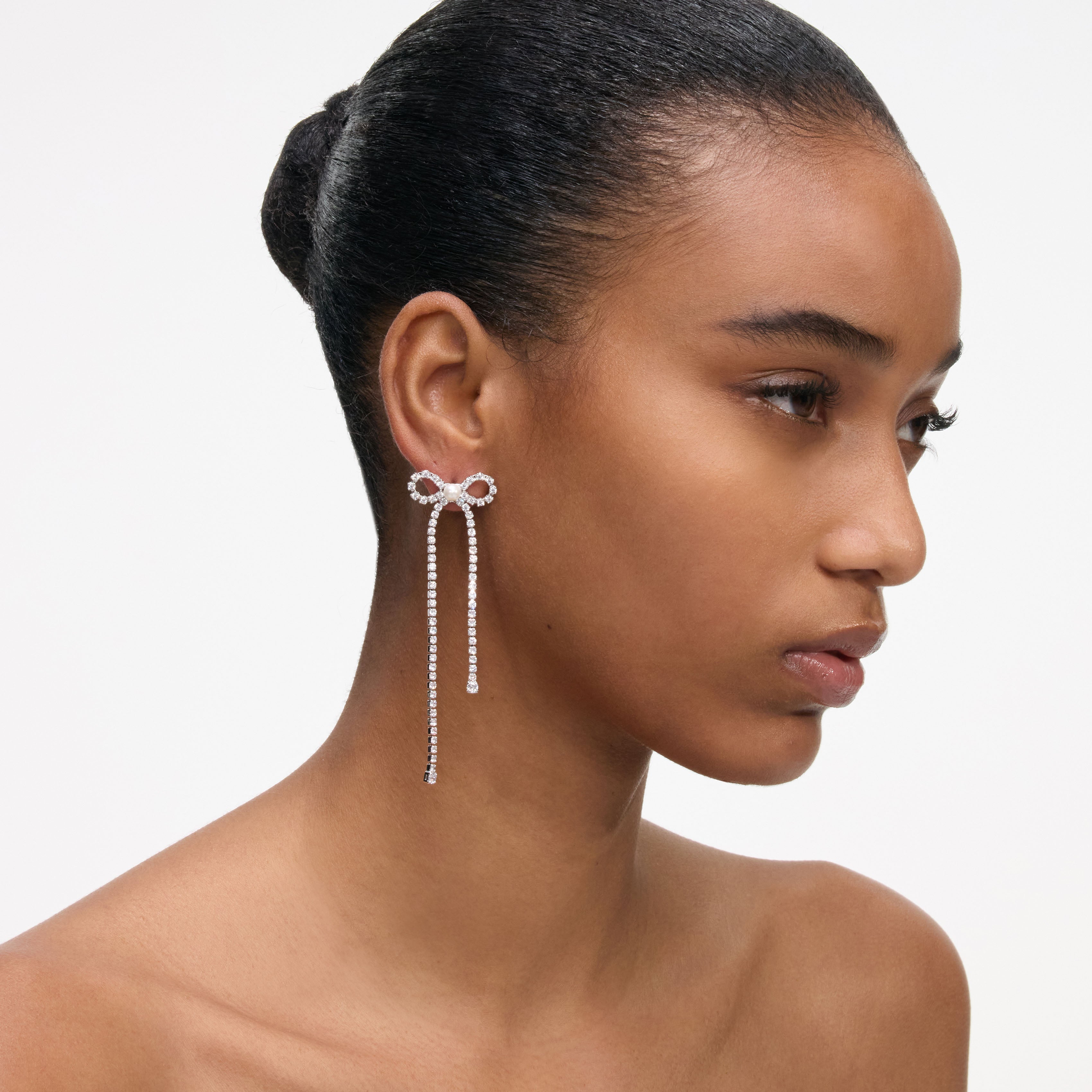 Self Portrait Jewellery Crystal Droplet Bow Earrings Ohrringe Silber