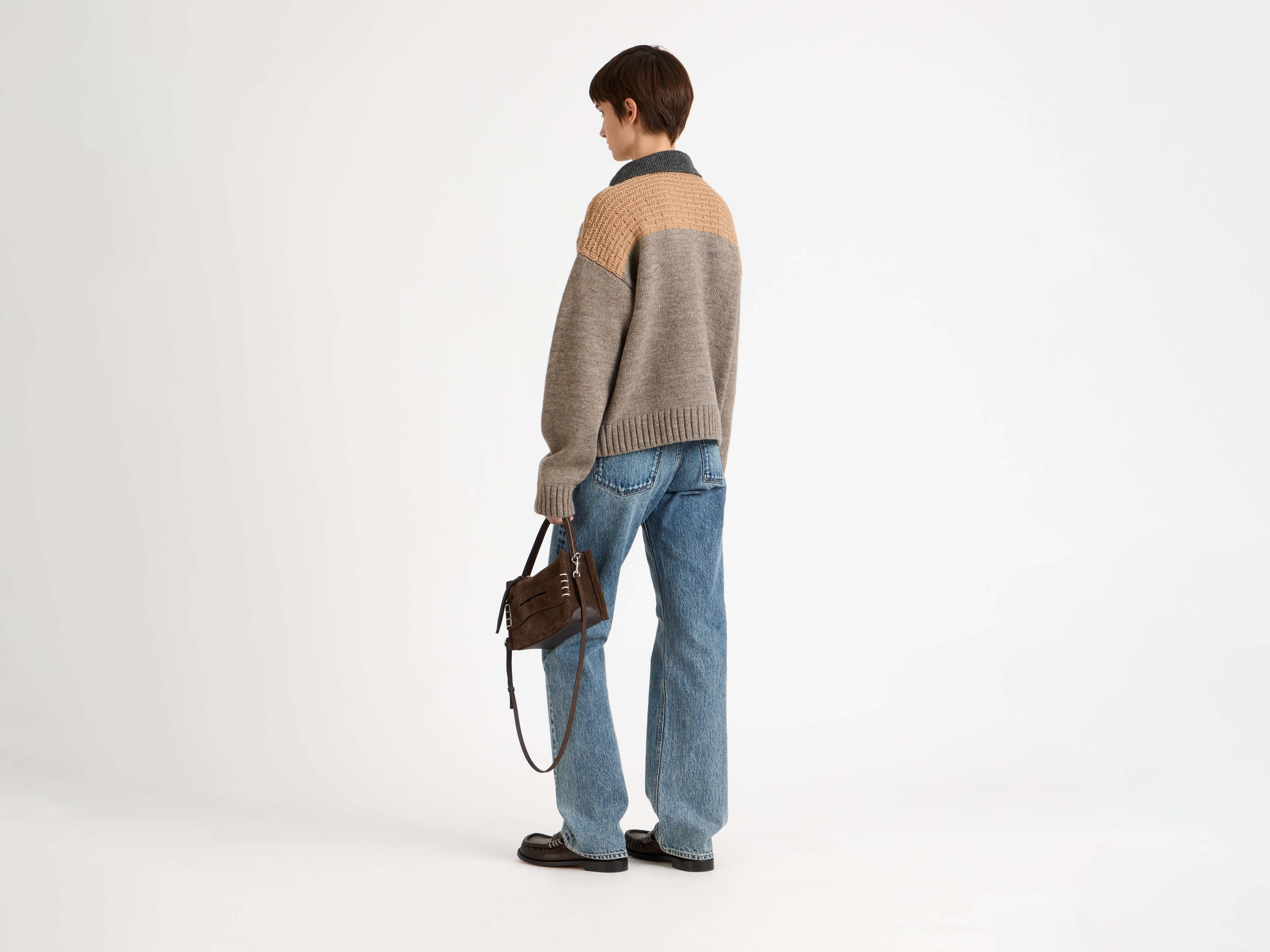 J.W.Anderson House Polo Pullover Beige Melange Jacquard