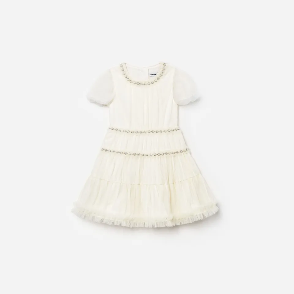 Self Portrait Dresses Cream Tulle Kinderkleid Creme 5-6 Tüll