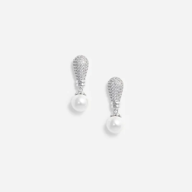 Self Portrait Crystal Pearl Drop Ohrringe Silber One Size