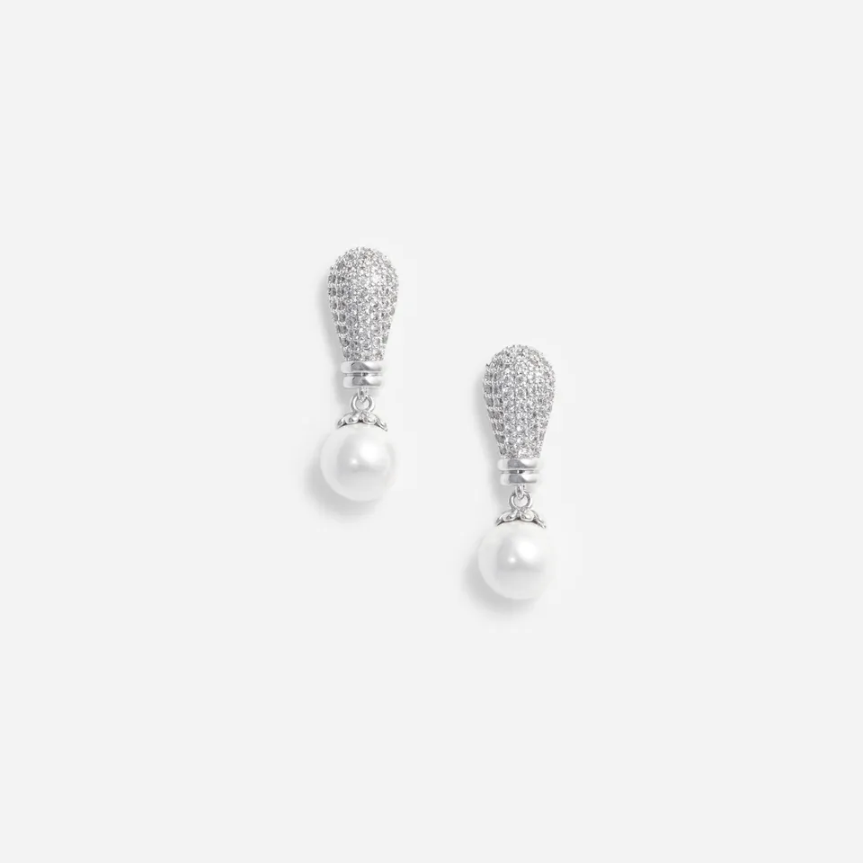 Self Portrait Crystal Pearl Drop Ohrringe Silber One Size