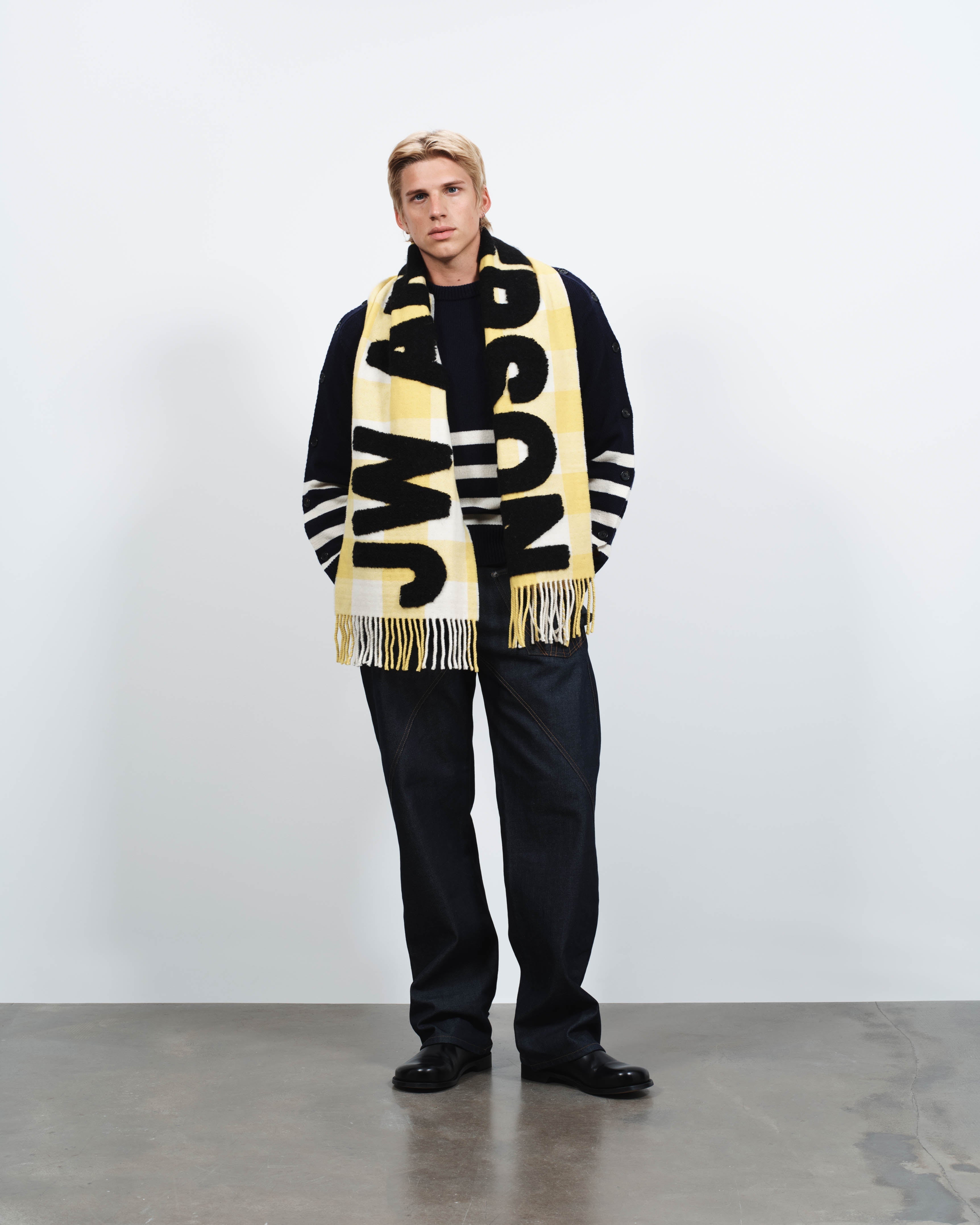 J.W.Anderson Checkered Logo Schal Gelb Kariert
