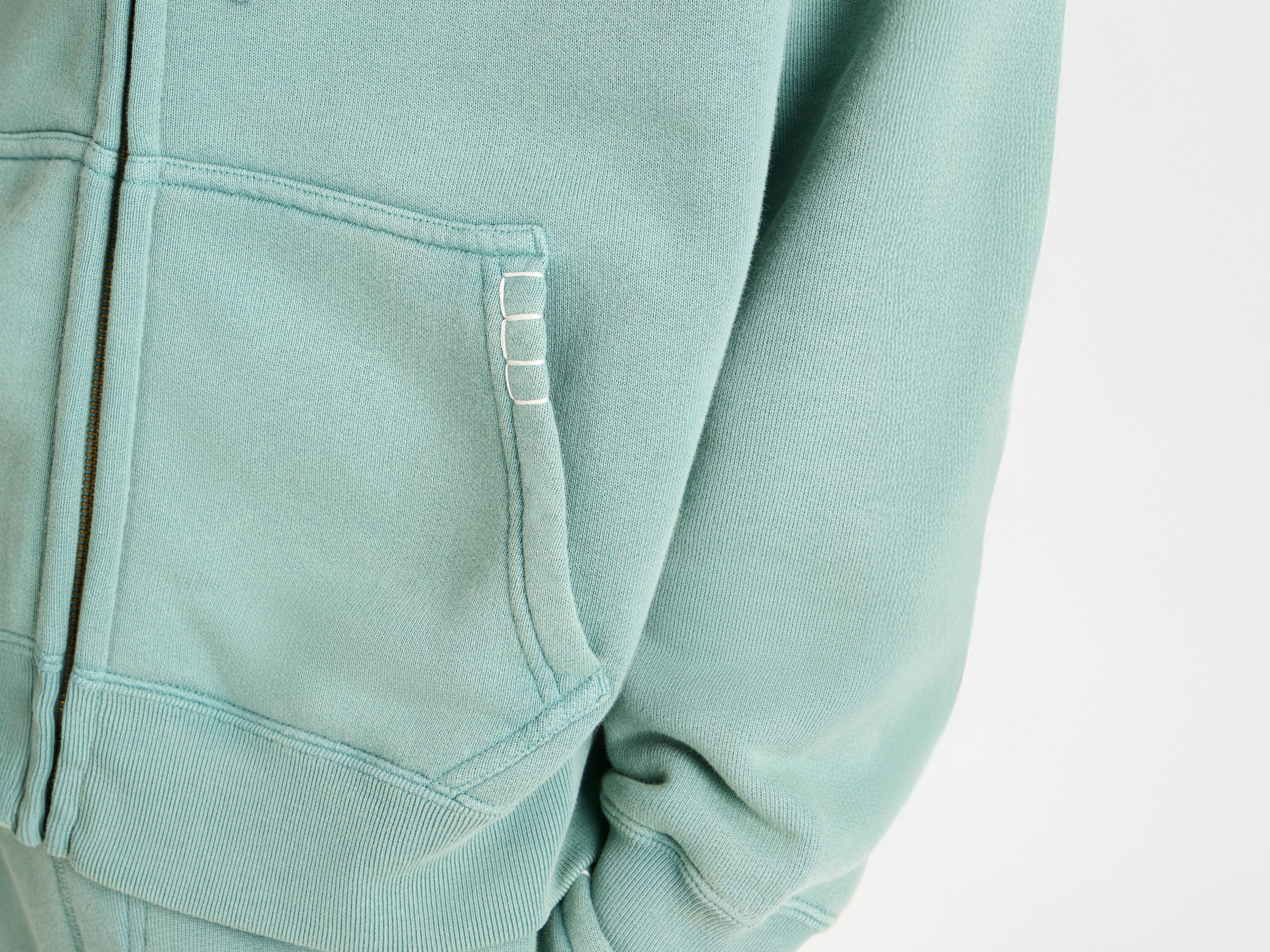 J.W.Anderson Front Zip Hoodie Kapuzenjacke Washed Teal Jersey