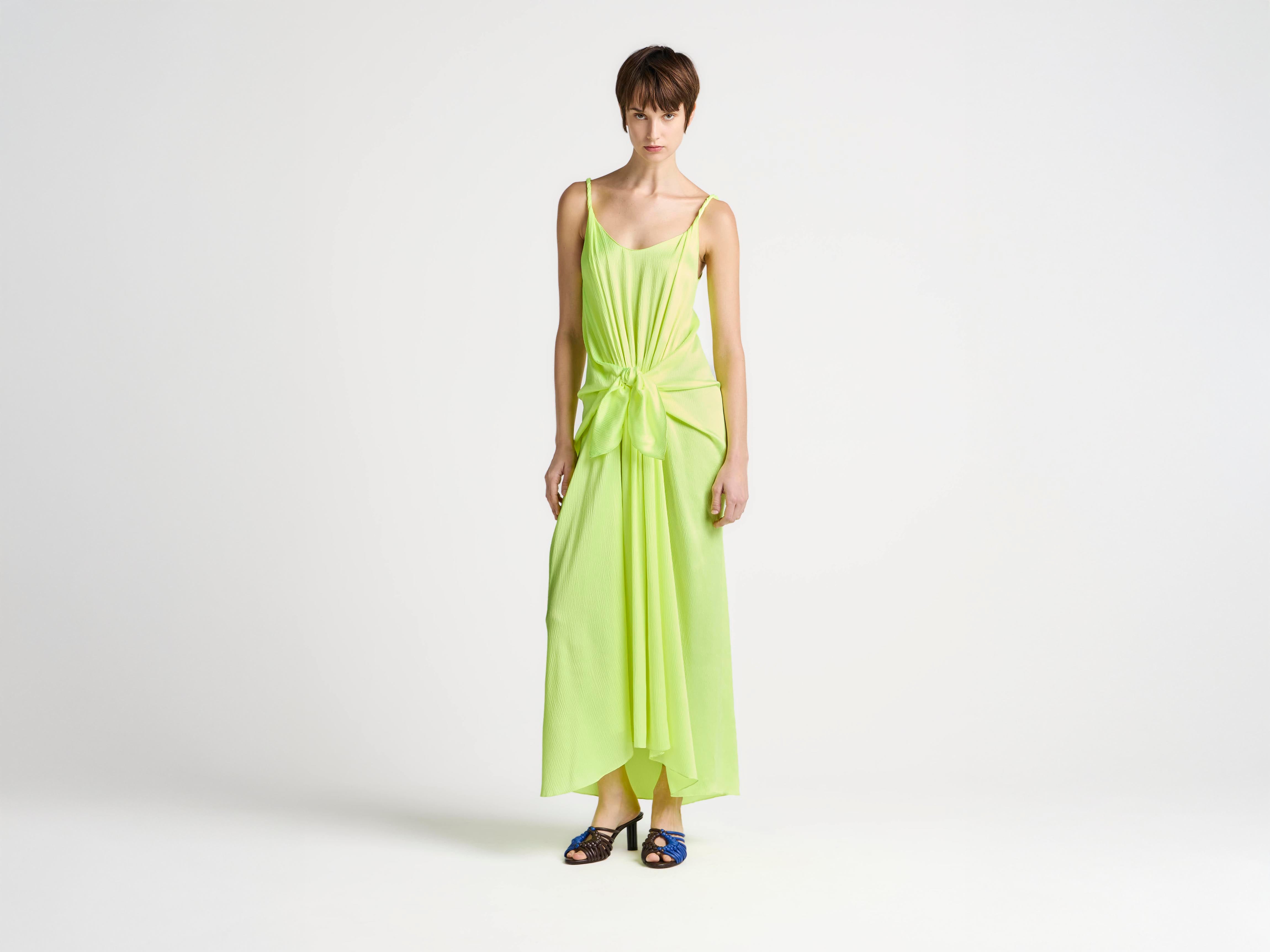 J.W.Anderson Knotted Waist Kleid Fluro Gelb Seide
