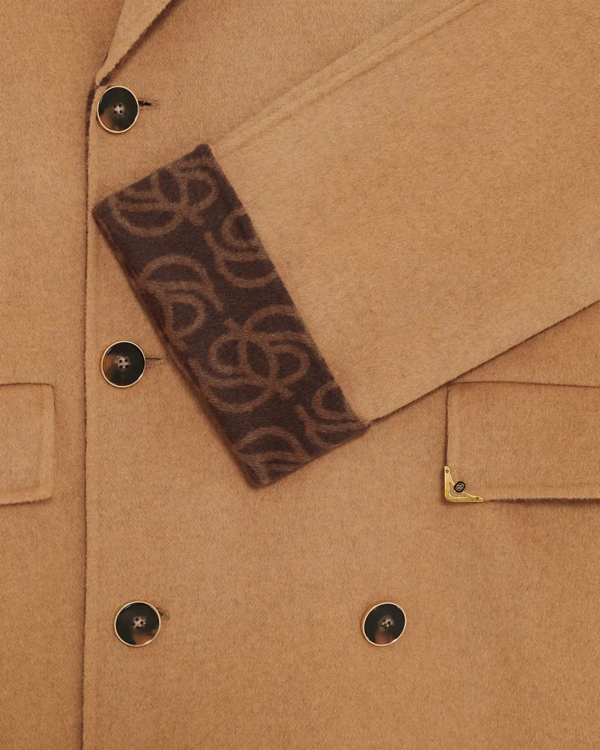 Drôle De Monsieur Monogram Double Face Mantel Beige Wolle