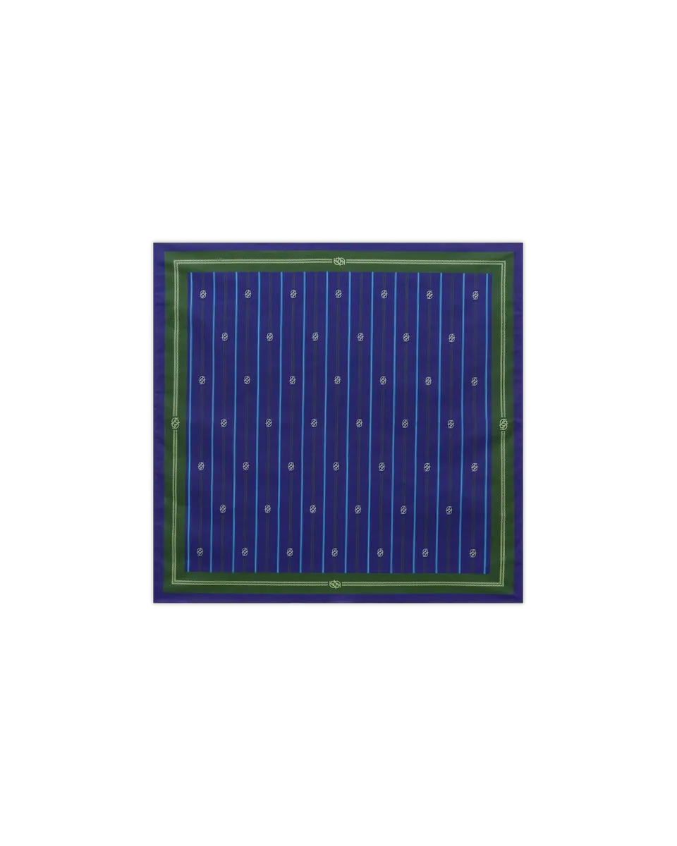 Drôle De Monsieur Bandana Monogramm Seide Blau