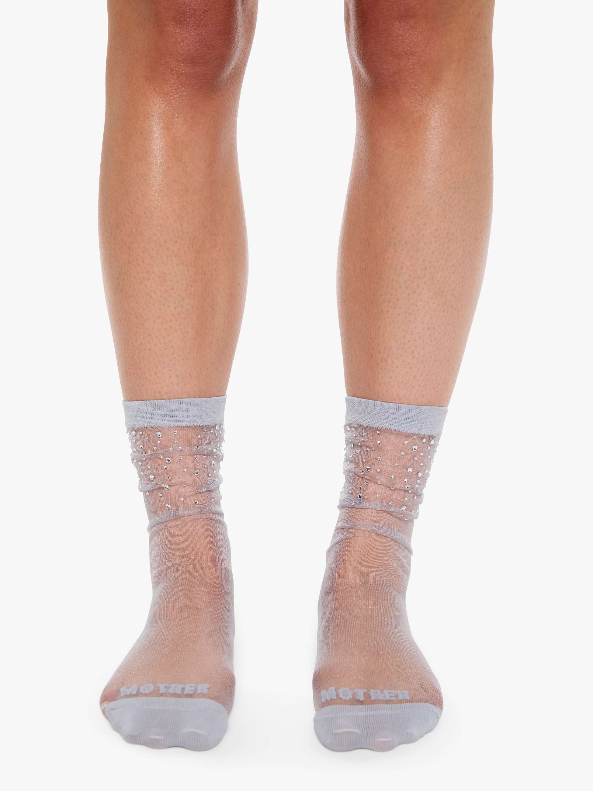 Mother The Half-Step Socken Sparks Grau mit Strass