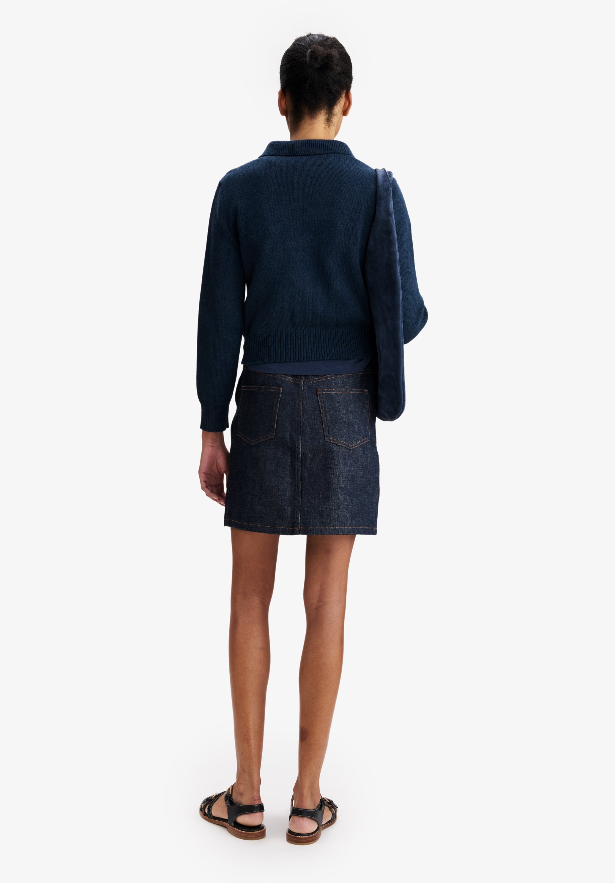 A.P.C. Wollcardigan M marineblau mit Kragen
