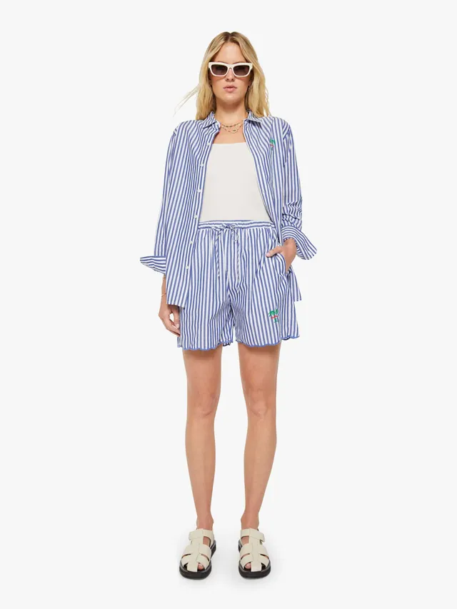Mother Shorts The Drawn Freeballer Shorts Weiss Blau Streifen