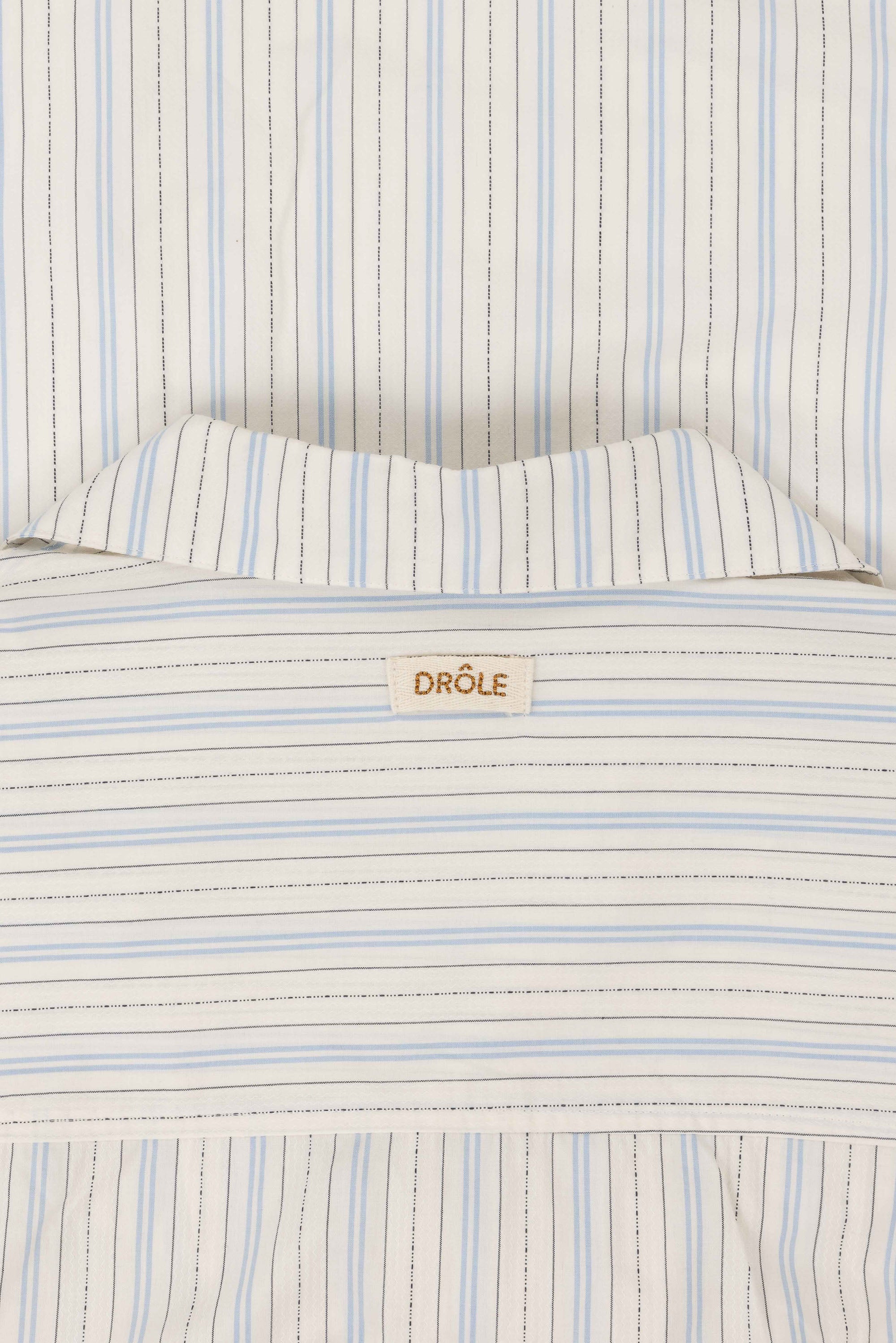 Drôle De Monsieur La Chemise Rayée Hemd Hellblau Baumwolle